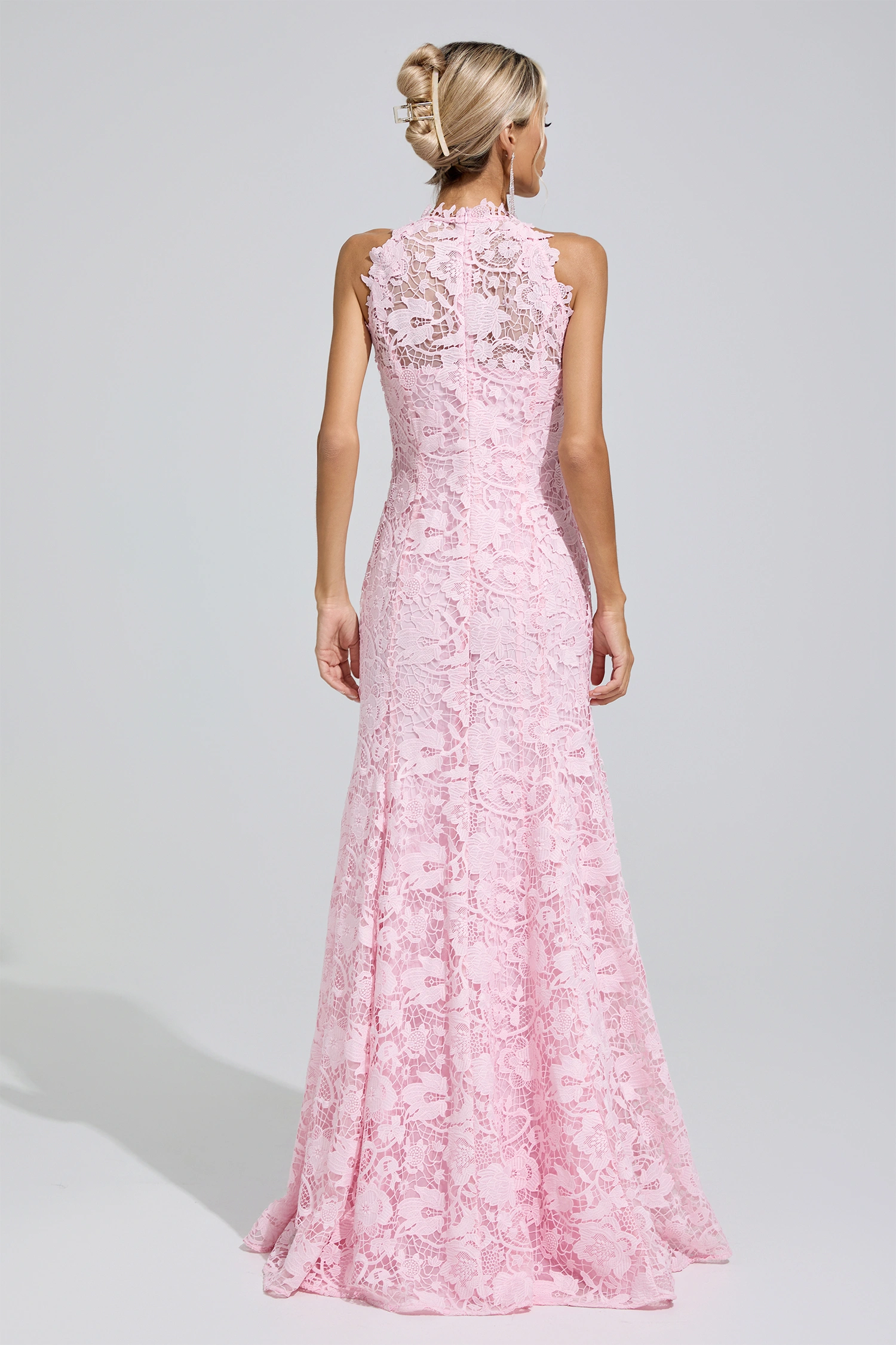 Maya Pink Sleeveless Lace Bodycon Maxi Dress