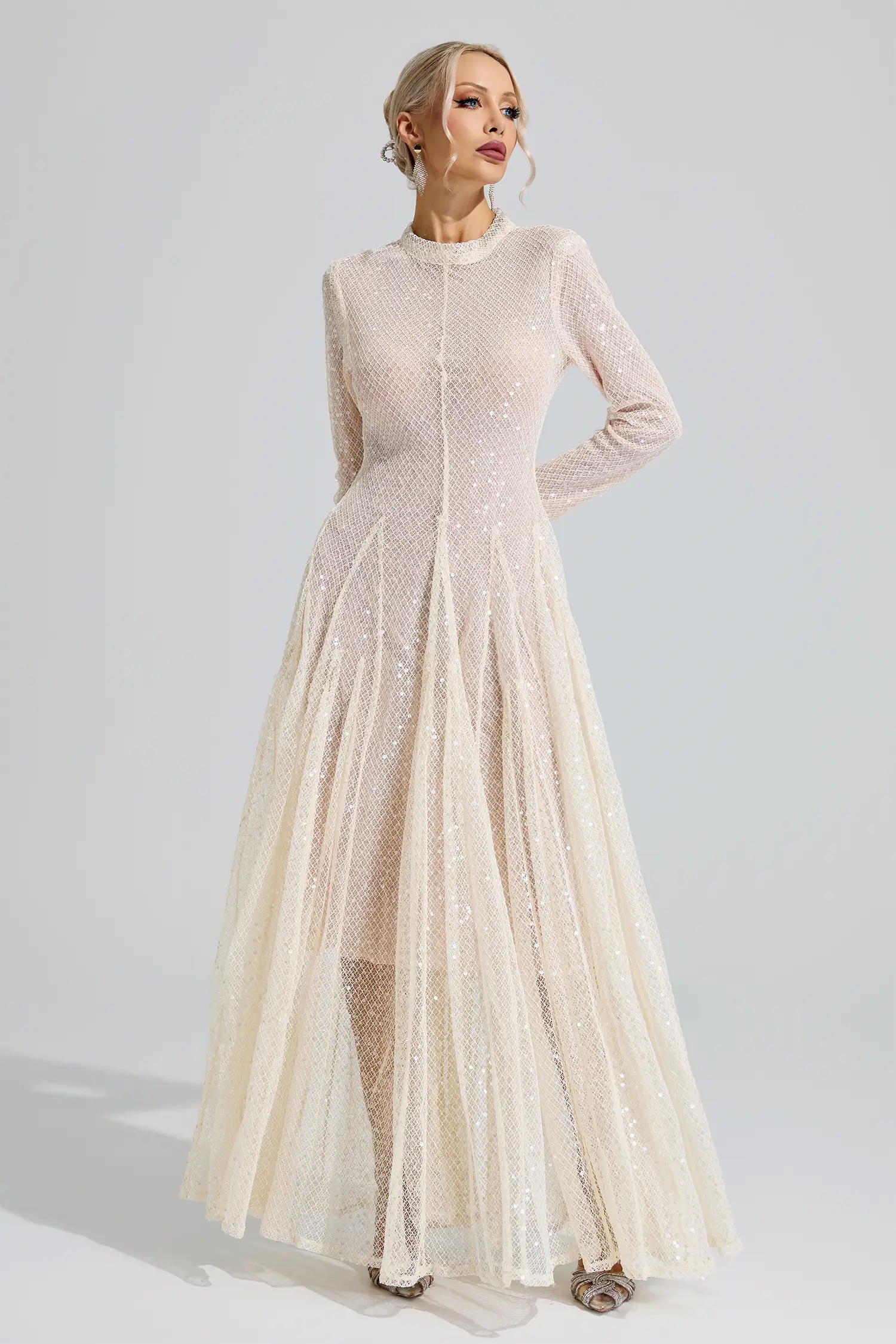 Mead Apricot Sequin Maxi Dress