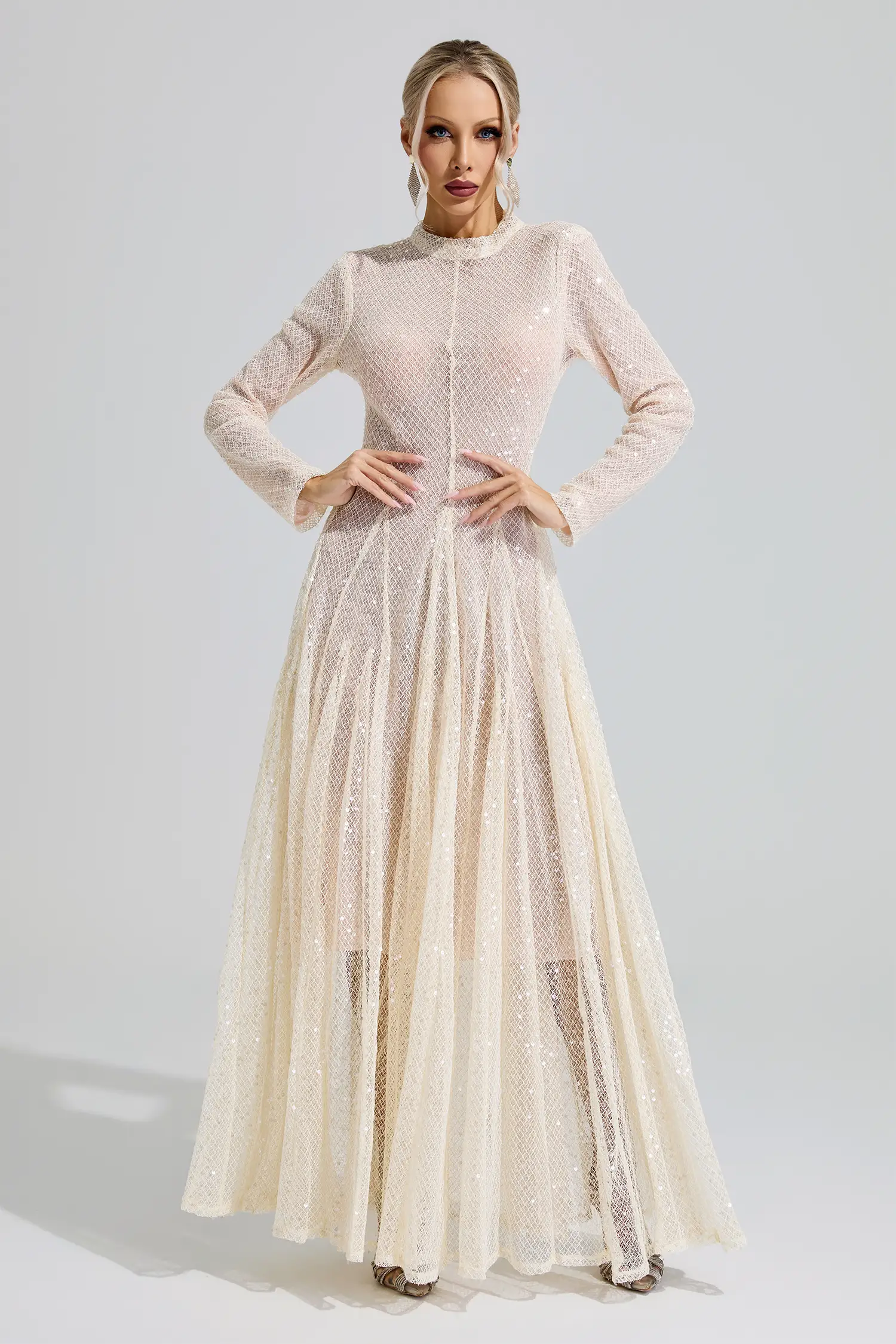 Mead Apricot Sequin Maxi Dress