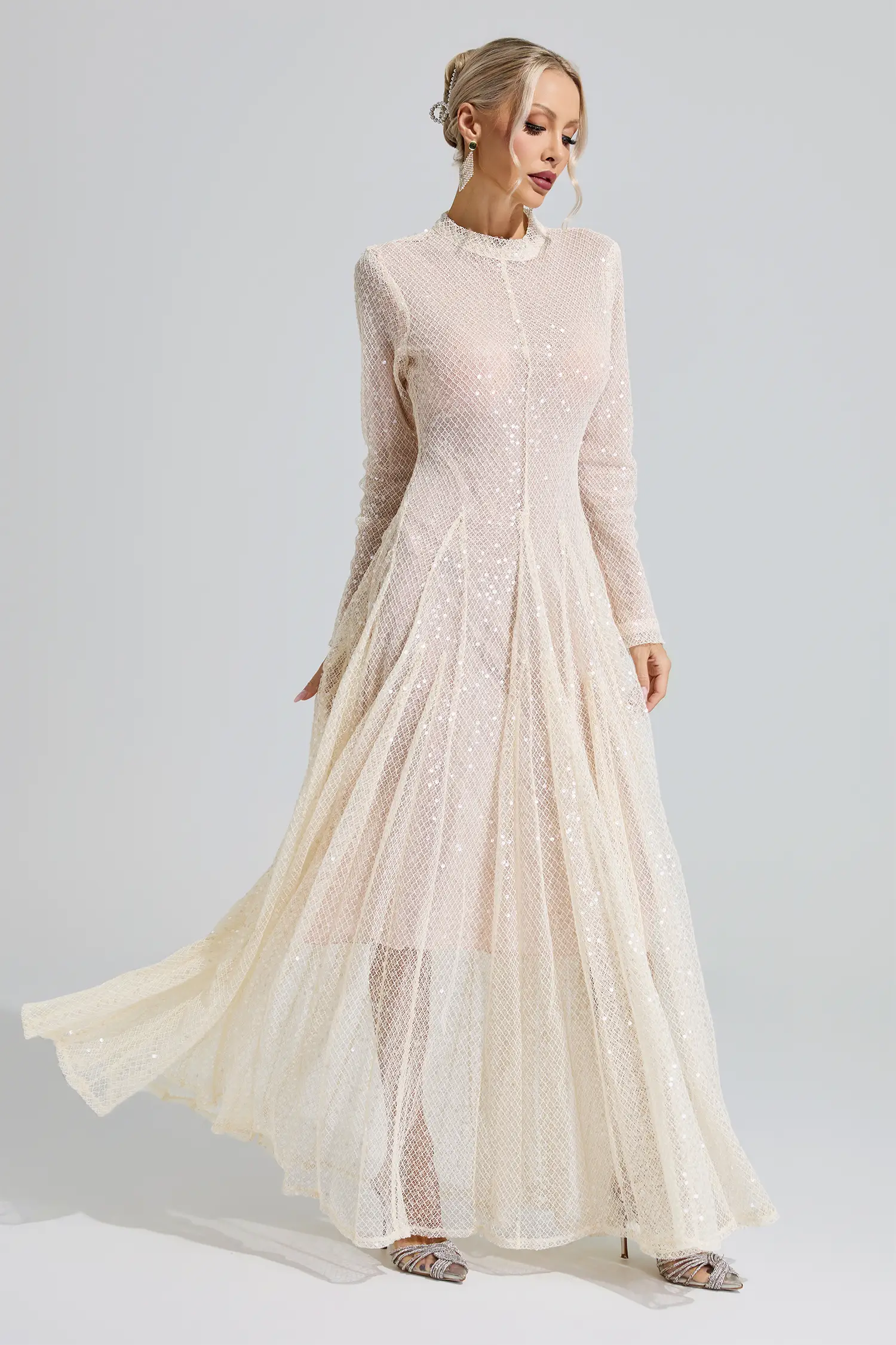 Mead Apricot Sequin Maxi Dress