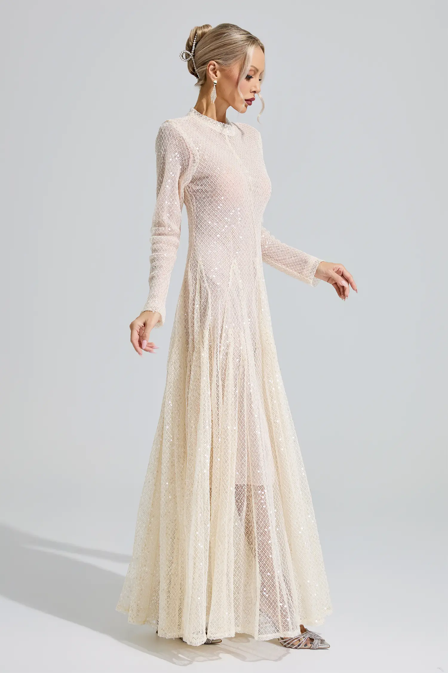 Mead Apricot Sequin Maxi Dress