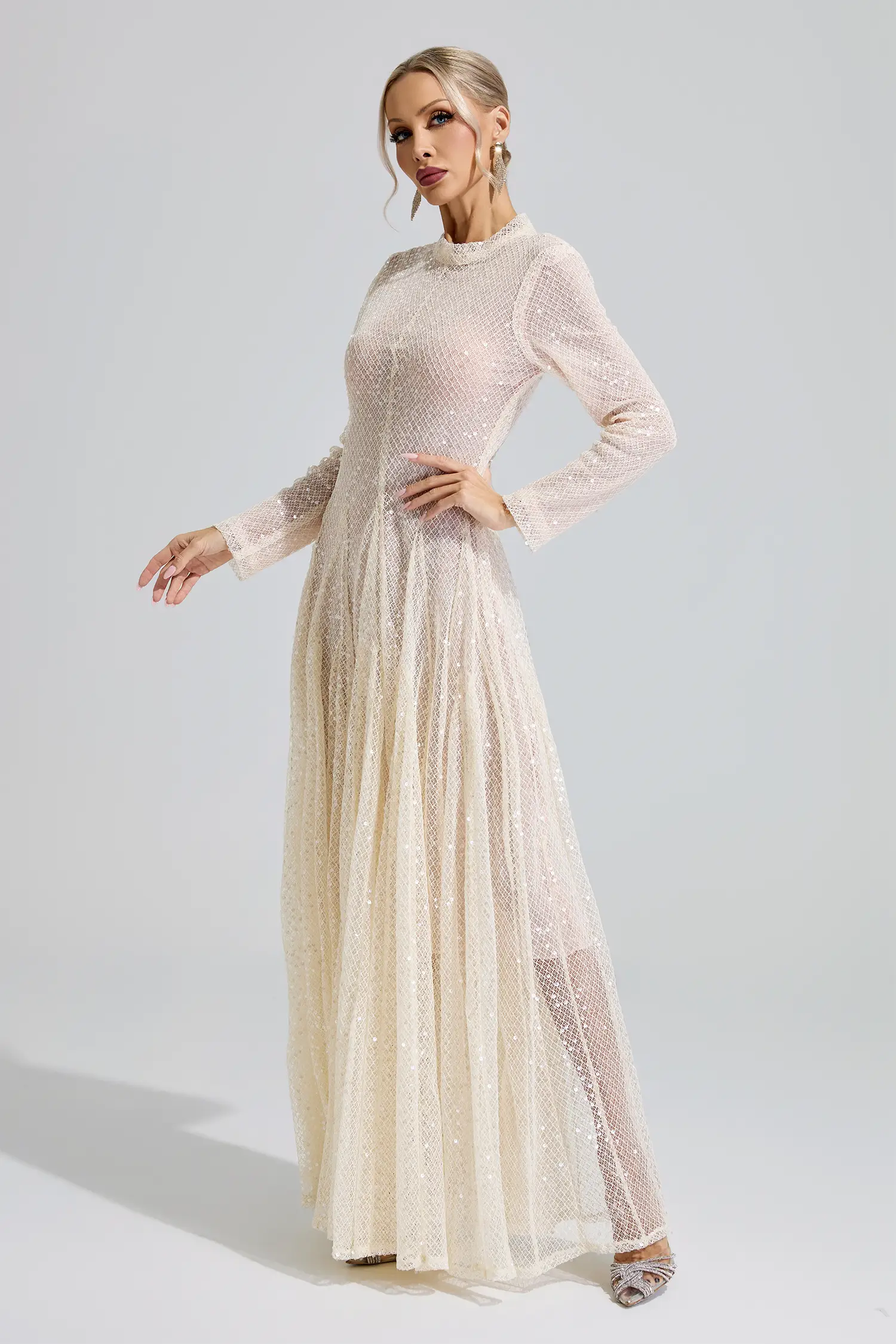 Mead Apricot Sequin Maxi Dress