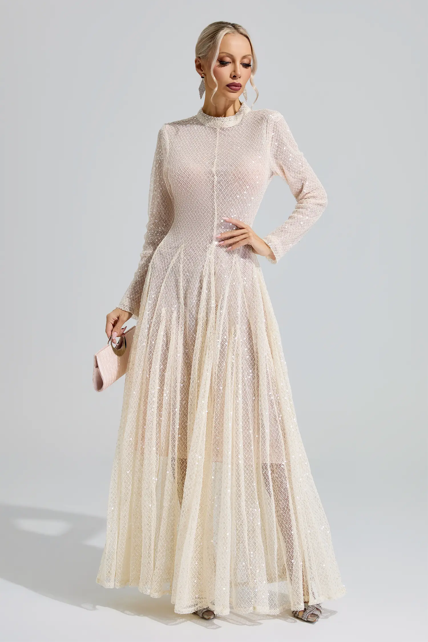 Mead Apricot Sequin Maxi Dress
