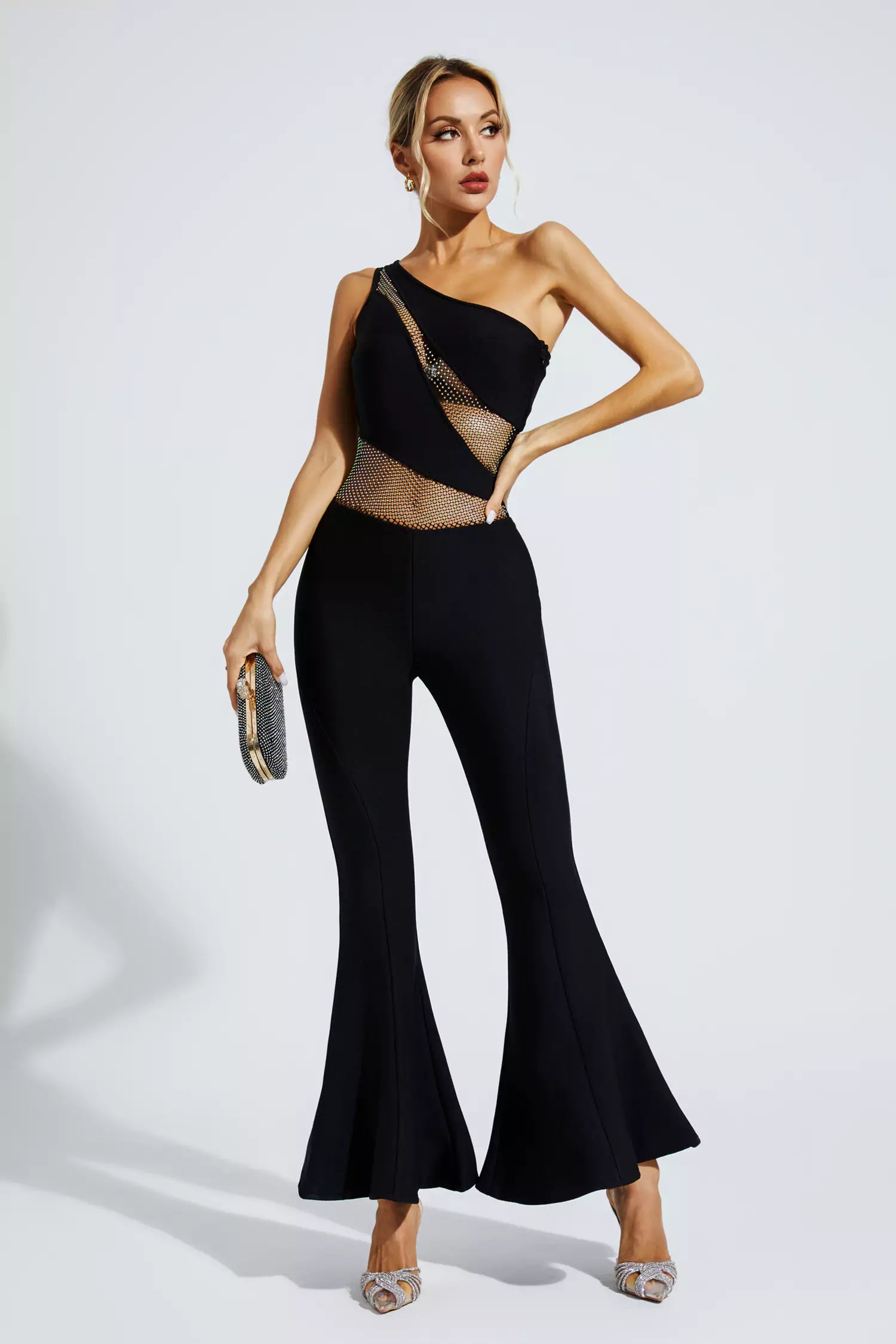Meadow Black One-shoulder Cutout Jumpsuit-CATCHALL