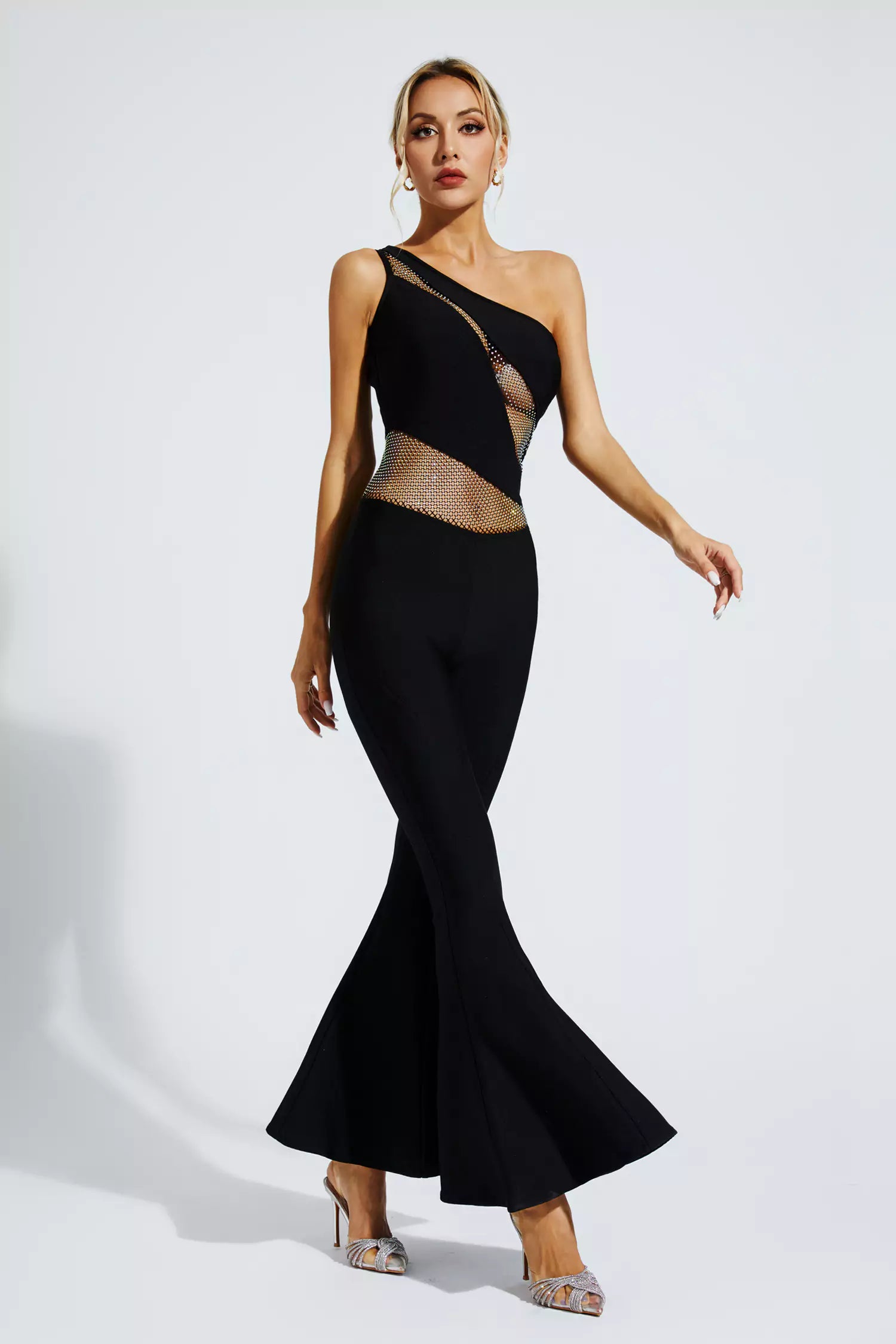 Meadow Black One-shoulder Cutout Jumpsuit-CATCHALL