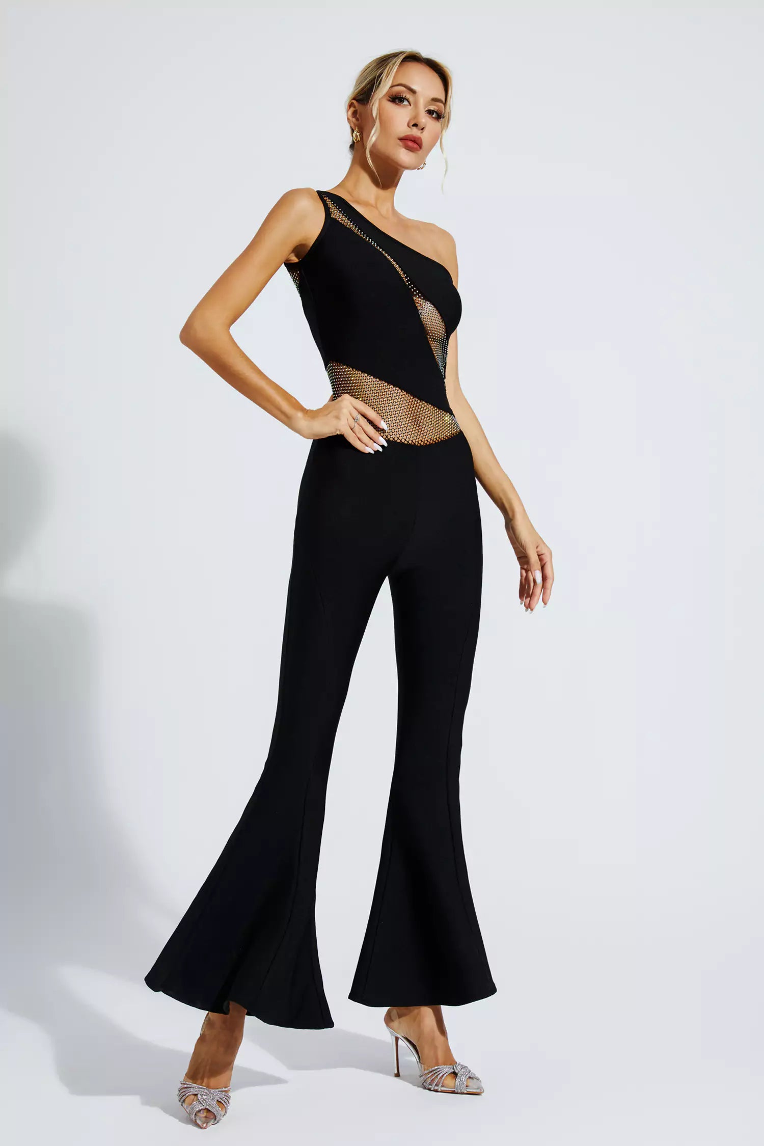 Meadow Black One-shoulder Cutout Jumpsuit-CATCHALL