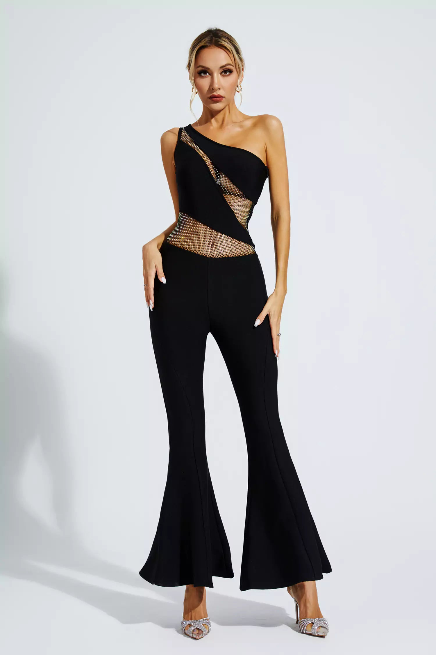 Meadow Black One-shoulder Cutout Jumpsuit-CATCHALL