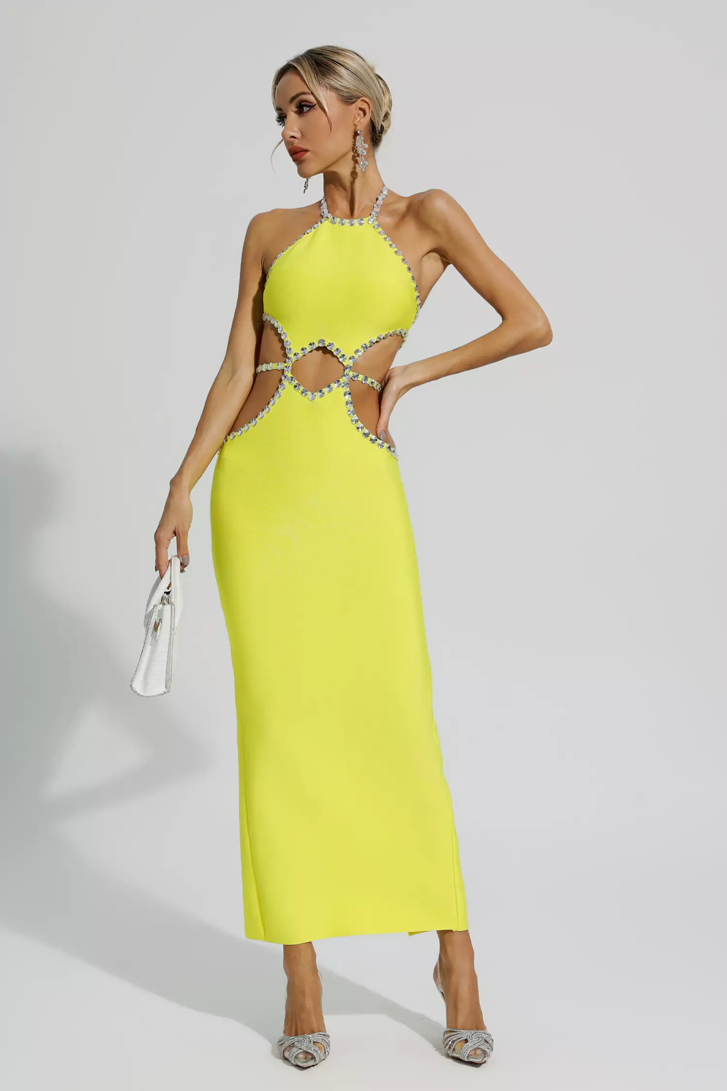 Megan Yellow Cut Out Bodycon Dress-CATCHALL