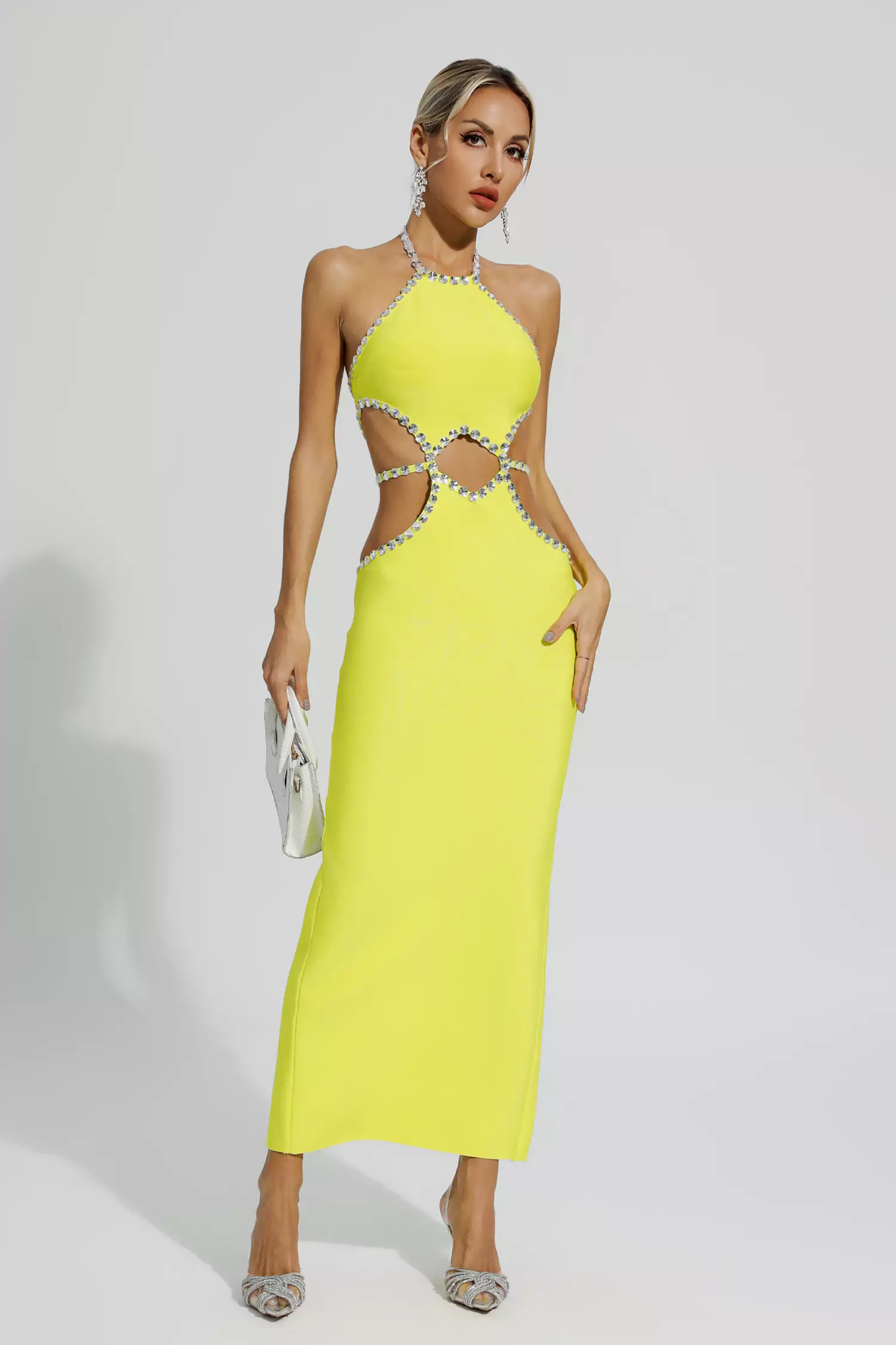 Megan Yellow Cut Out Bodycon Dress-CATCHALL