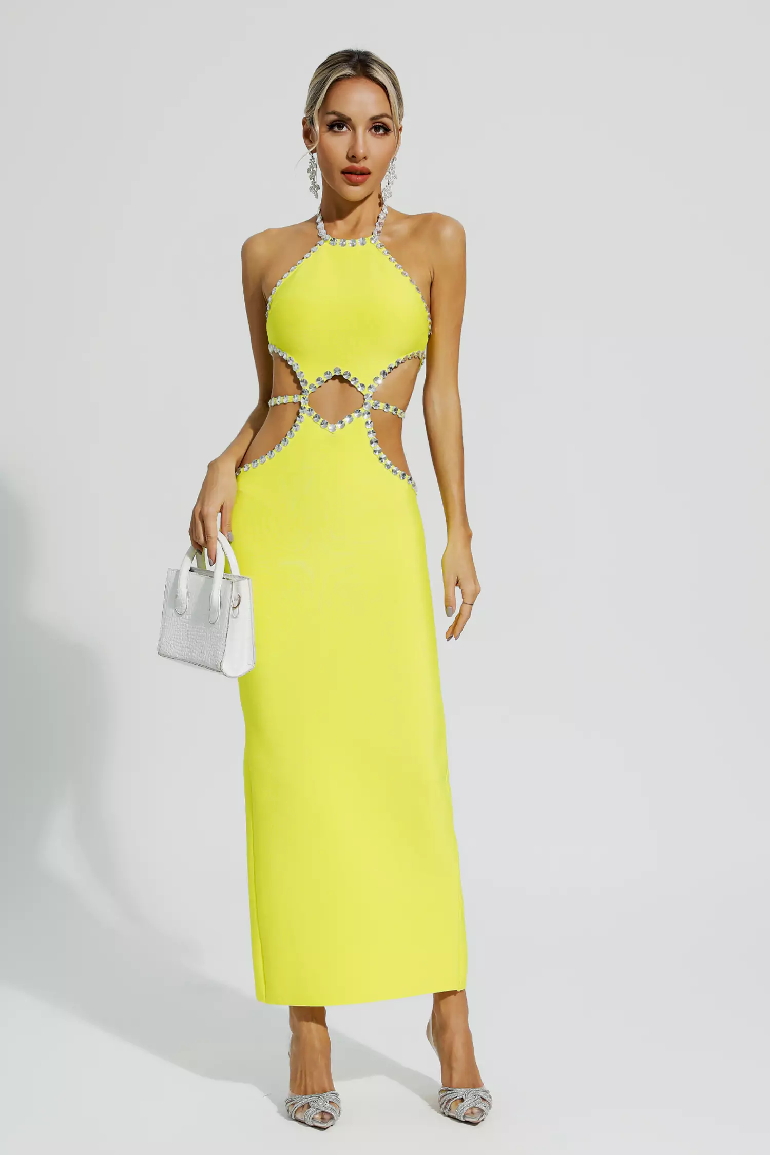 Megan Yellow Cut Out Bodycon Dress-CATCHALL
