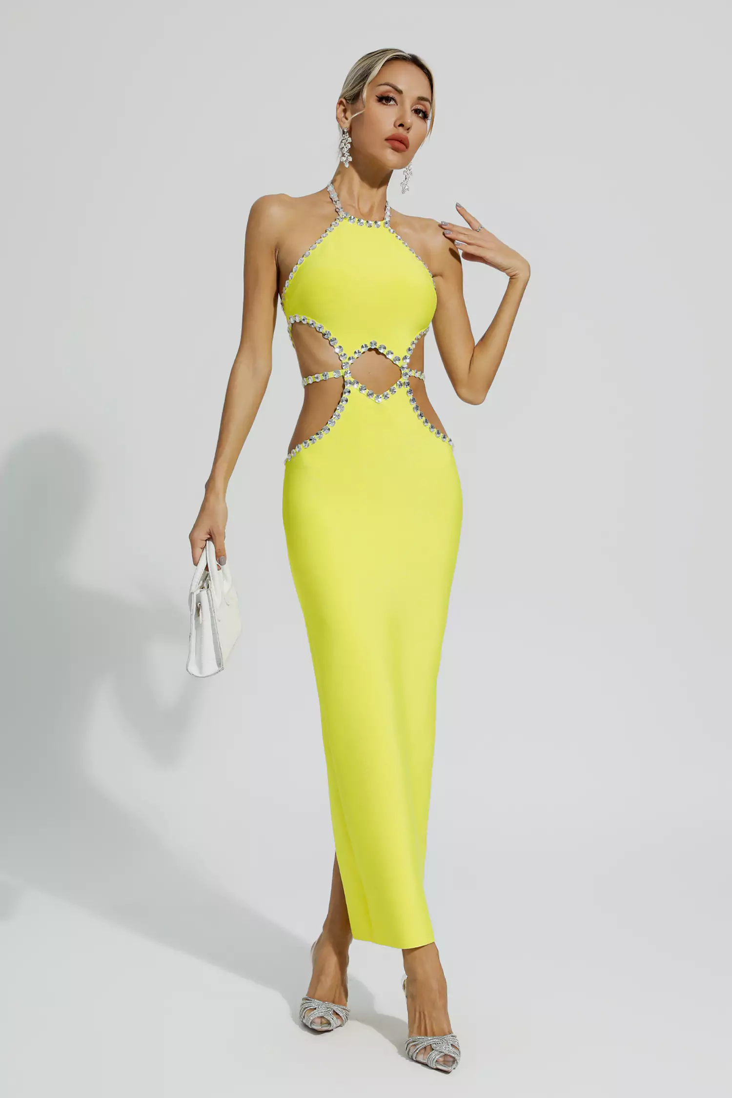 Megan Yellow Cut Out Bodycon Dress-CATCHALL