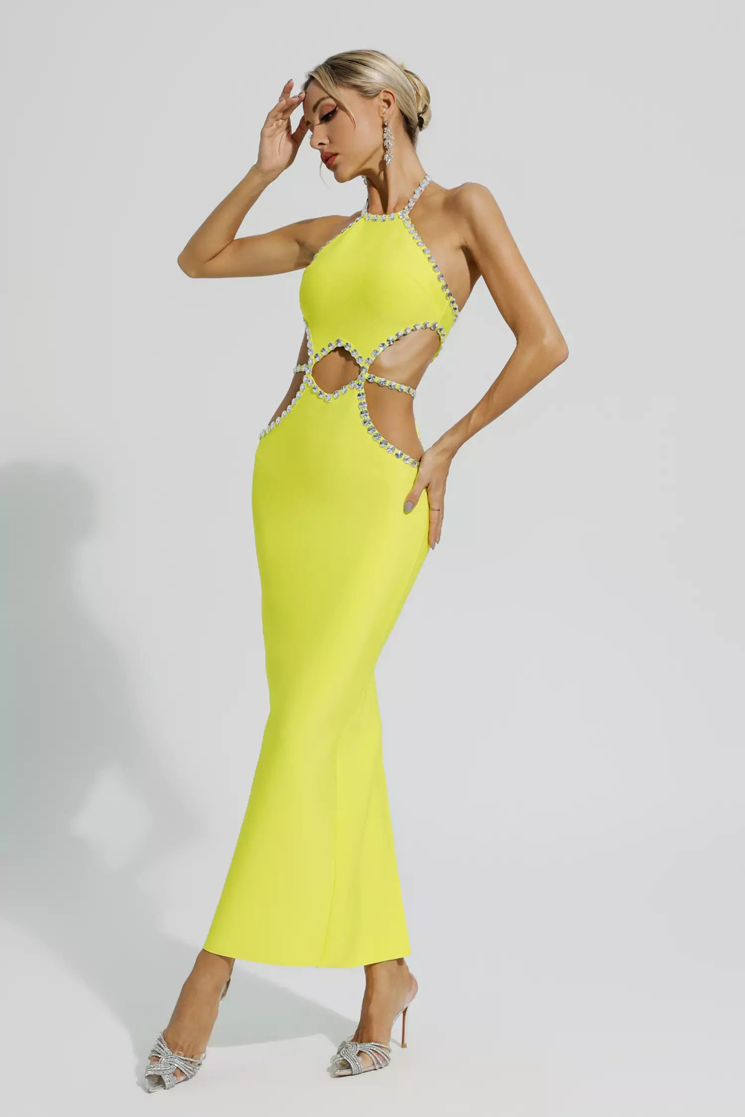 Megan Yellow Cut Out Bodycon Dress-CATCHALL