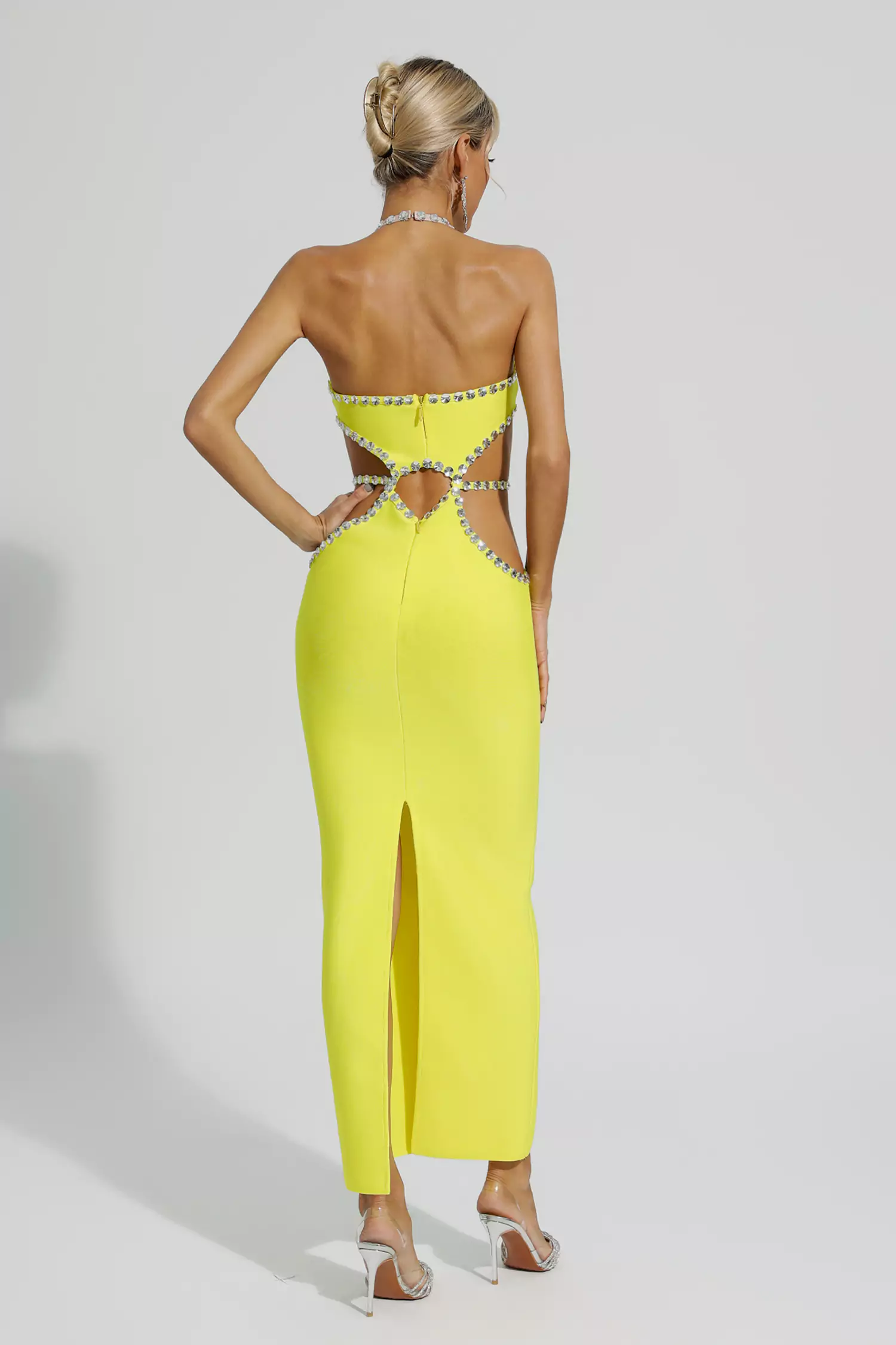 Megan Yellow Cut Out Bodycon Dress-CATCHALL