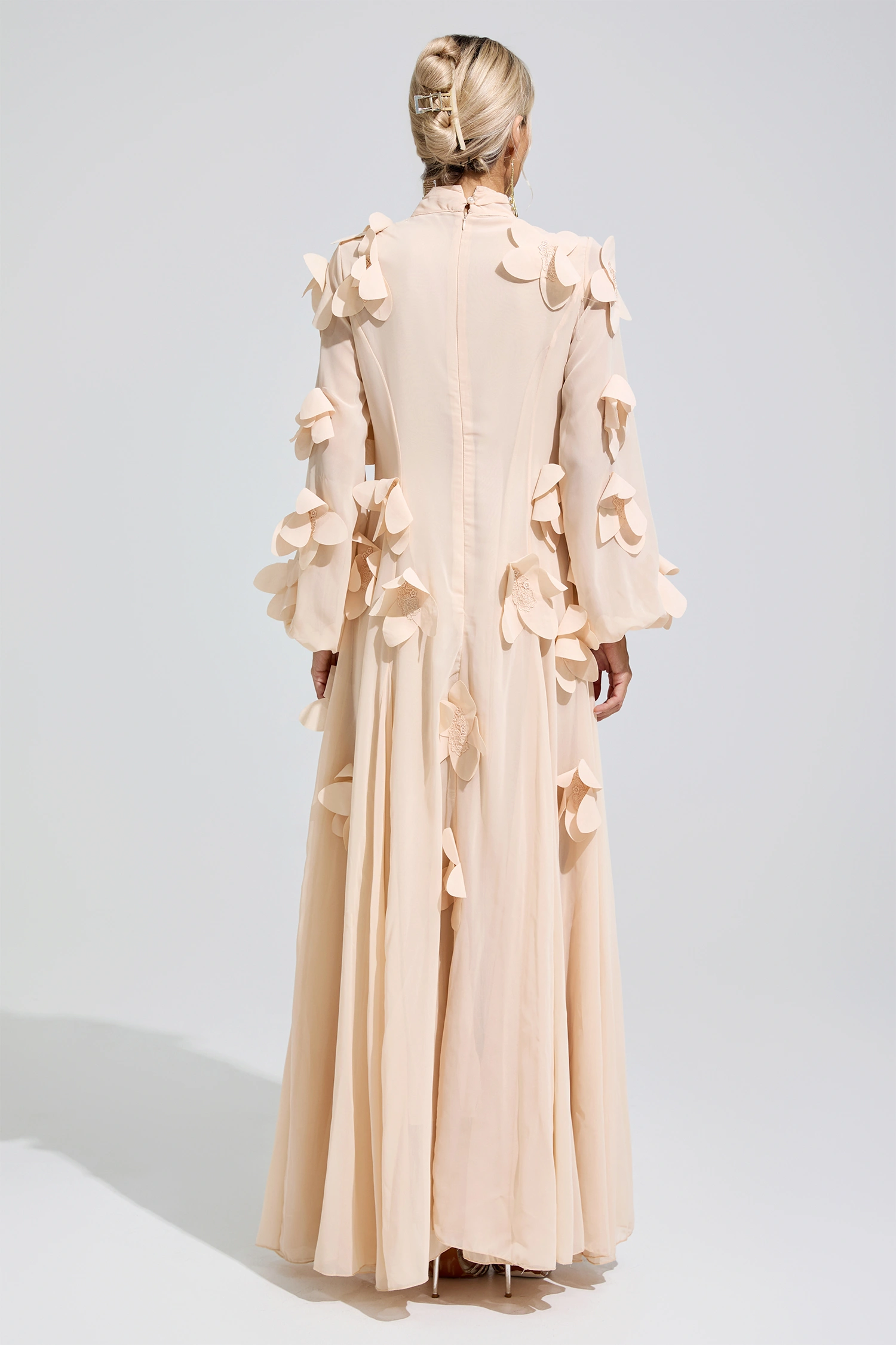 Meitner Apricot 3D Petal Maxi Dress