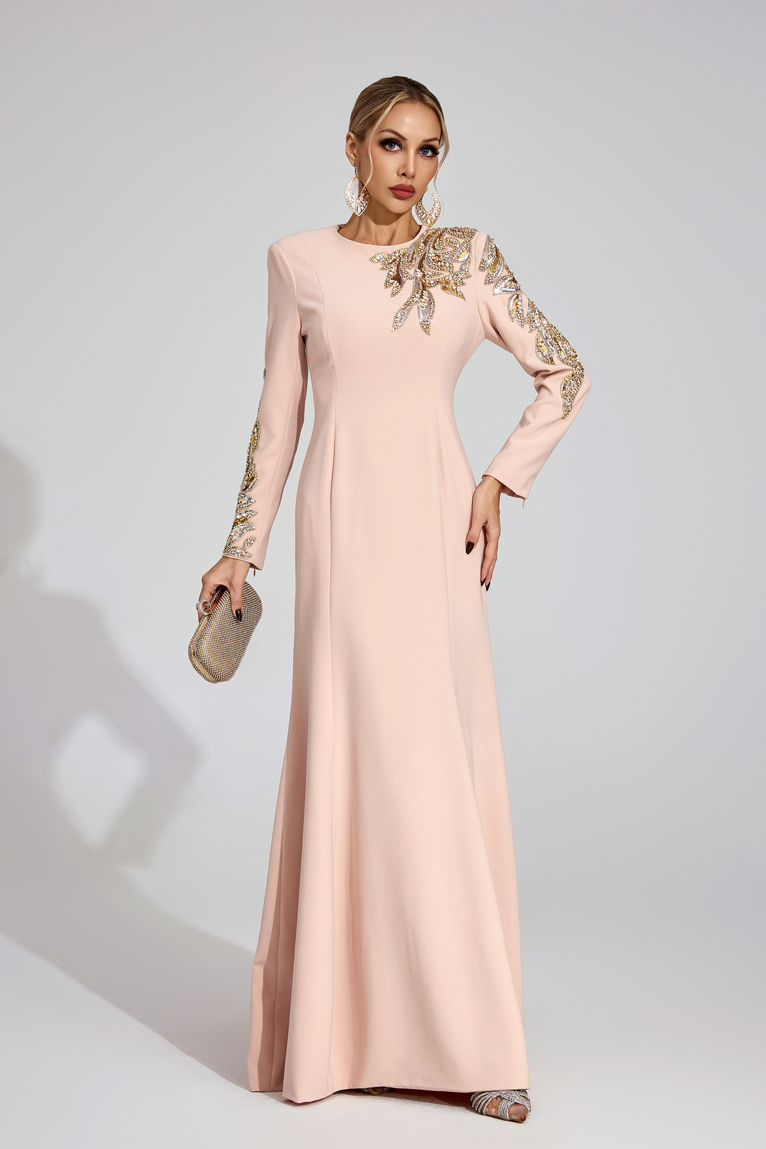 Melusine Apricot Elegant Maxi Dress