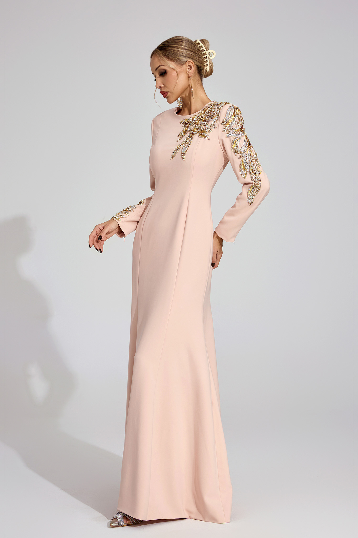 Melusine Apricot Elegant Maxi Dress