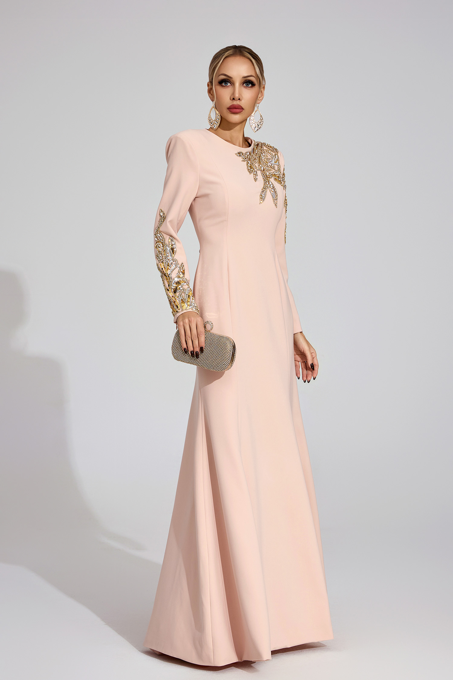 Melusine Apricot Elegant Maxi Dress
