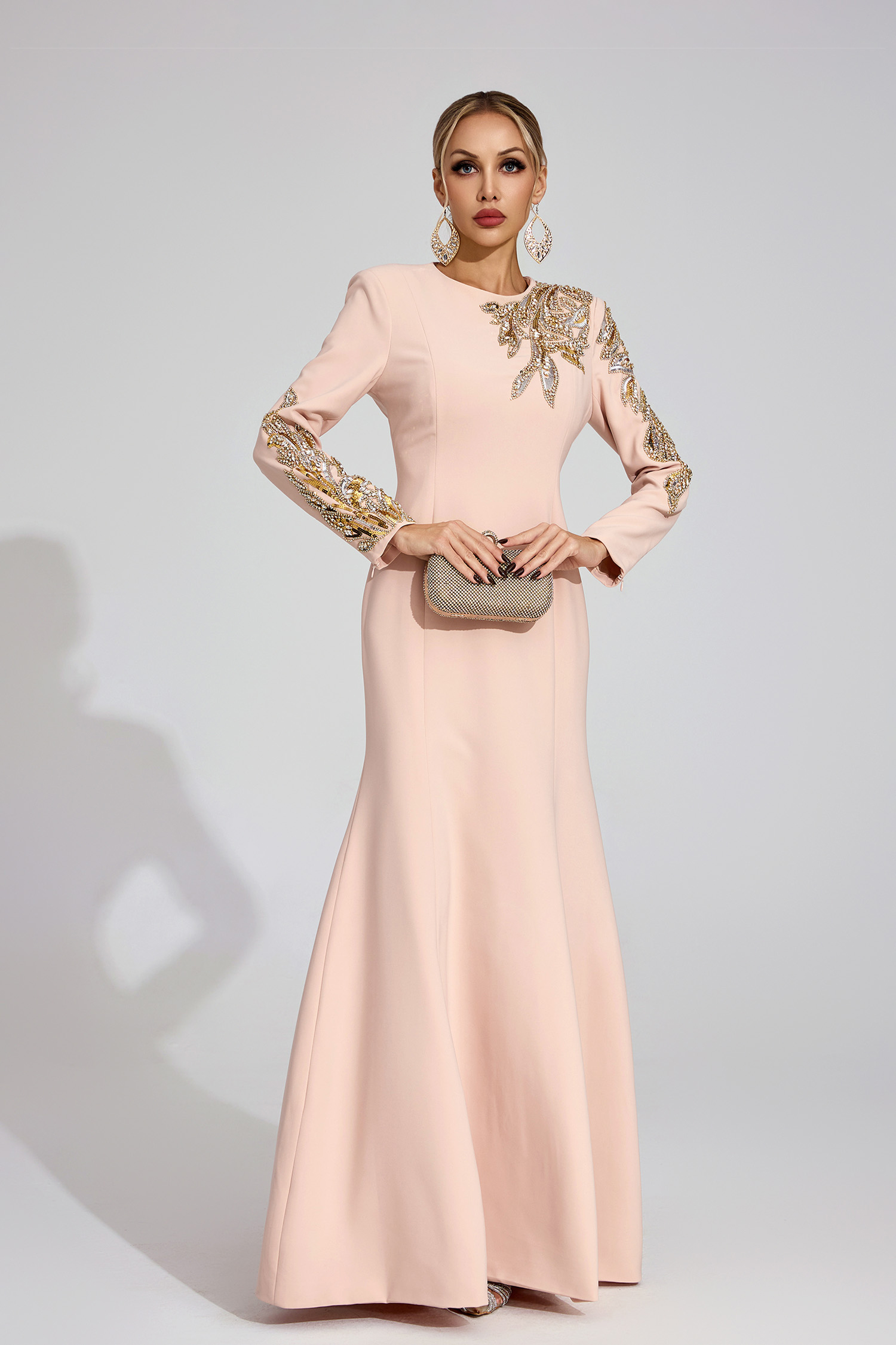 Melusine Apricot Elegant Maxi Dress