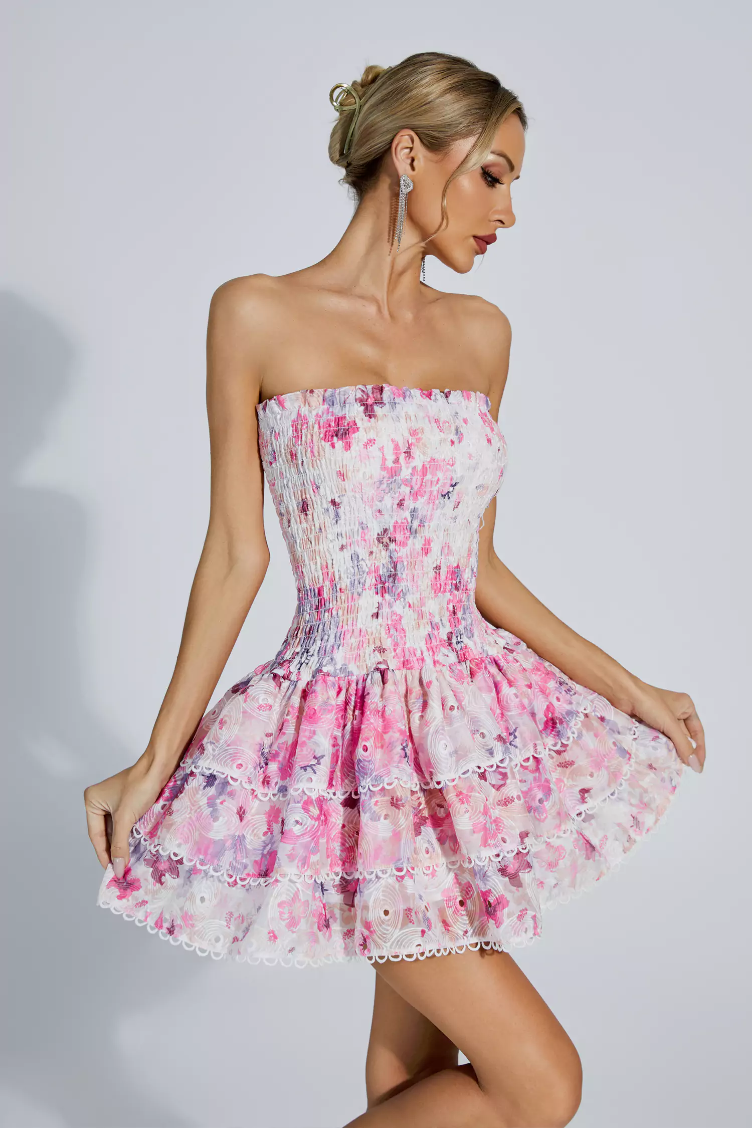 Mercy Floral Ruched Mini Dress