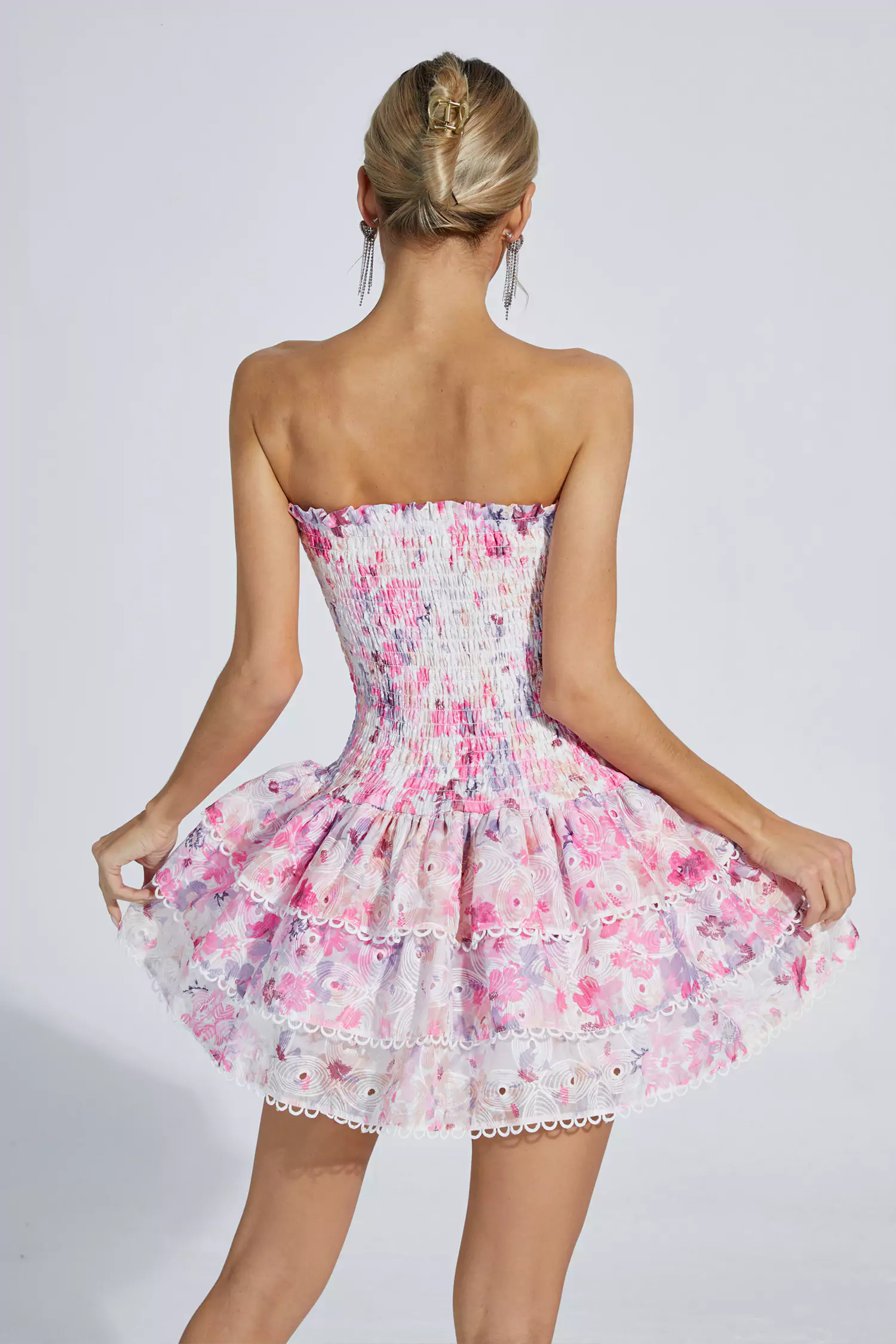 Mercy Floral Ruched Mini Dress-CATCHALL