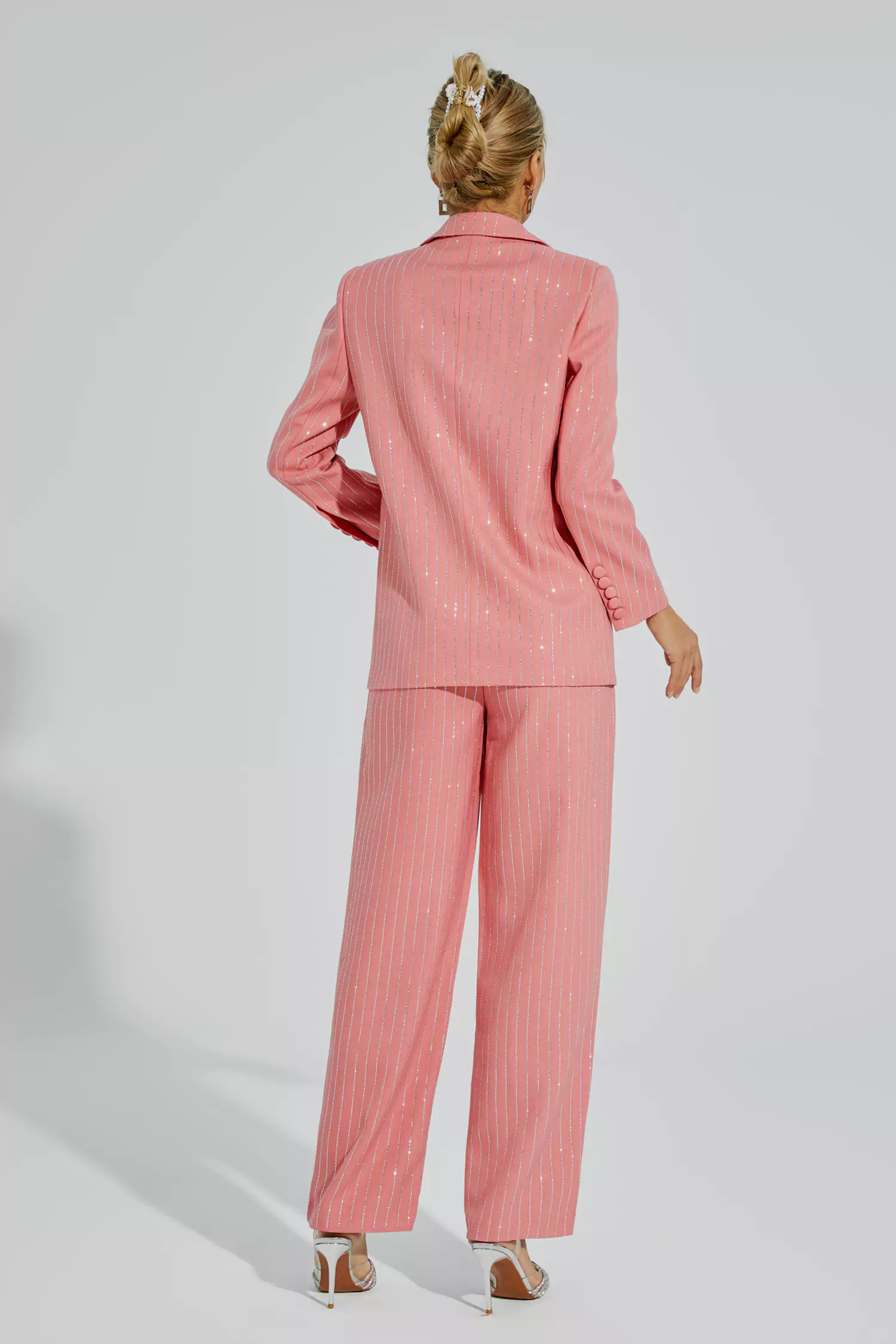Merlin Pink Vertical Striped Blazer Set-CATCHALL