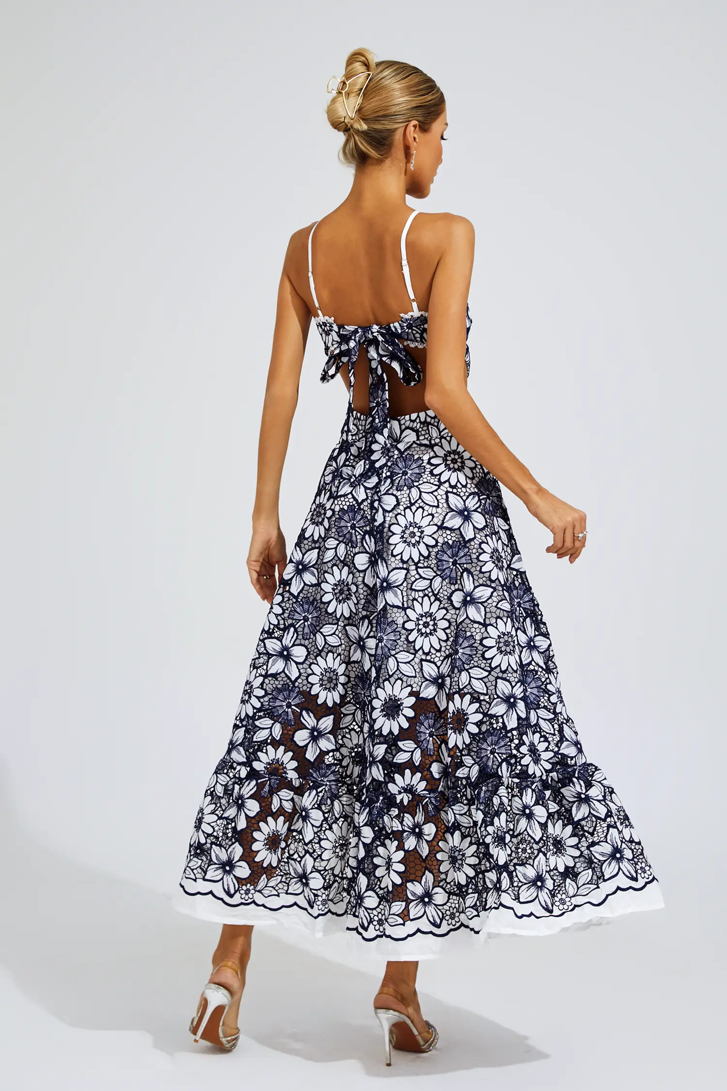 Michaelia Blue Cut Out Halter Dress-CATCHALL