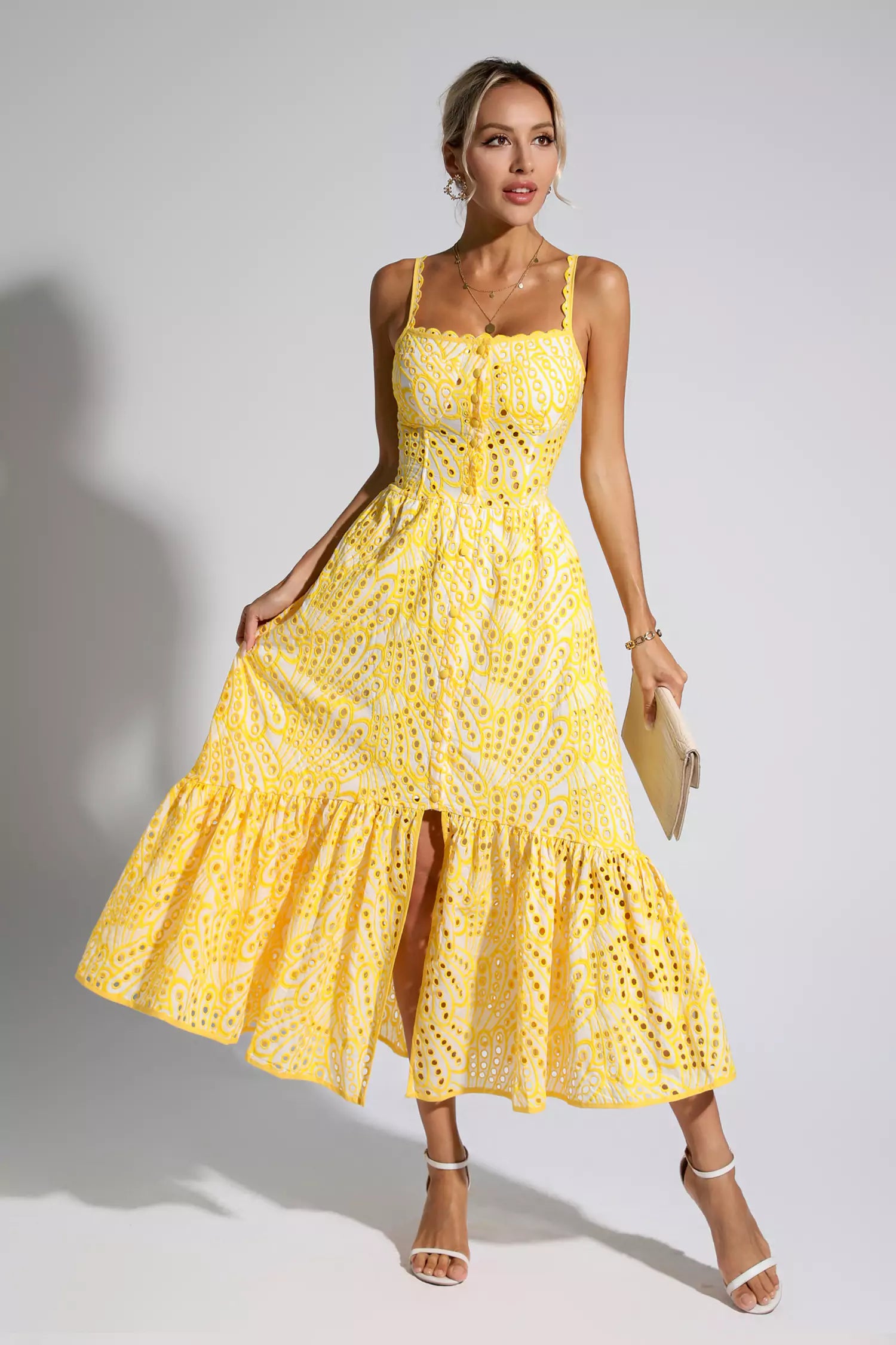 Michelle Yellow Printed Maxi Dress