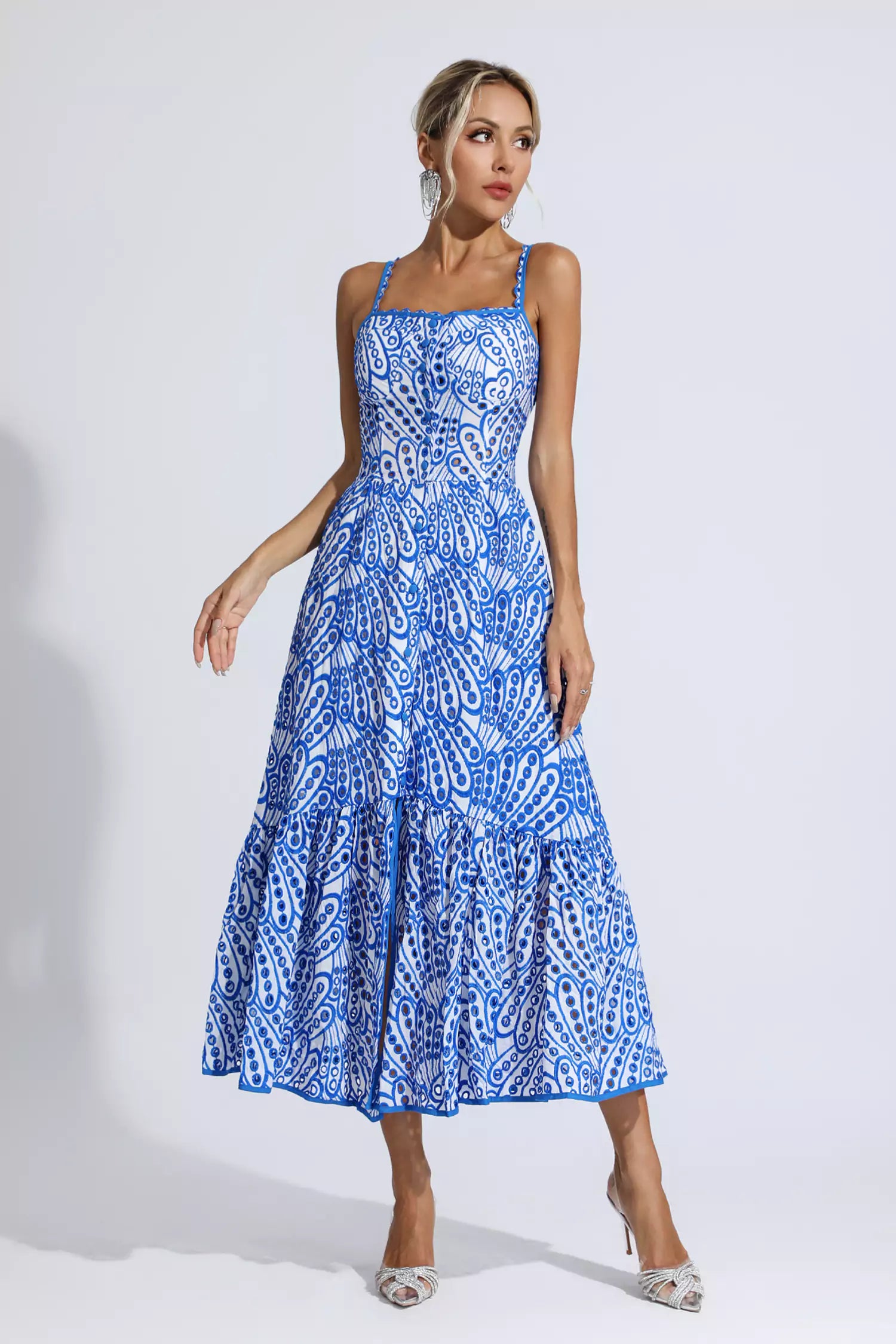 Michelle Blue Printed Maxi Dress-CATCHALL