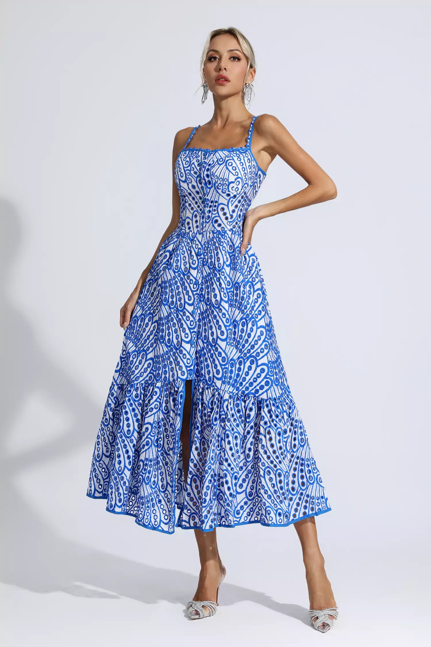 Michelle Blue Printed Maxi Dress-CATCHALL