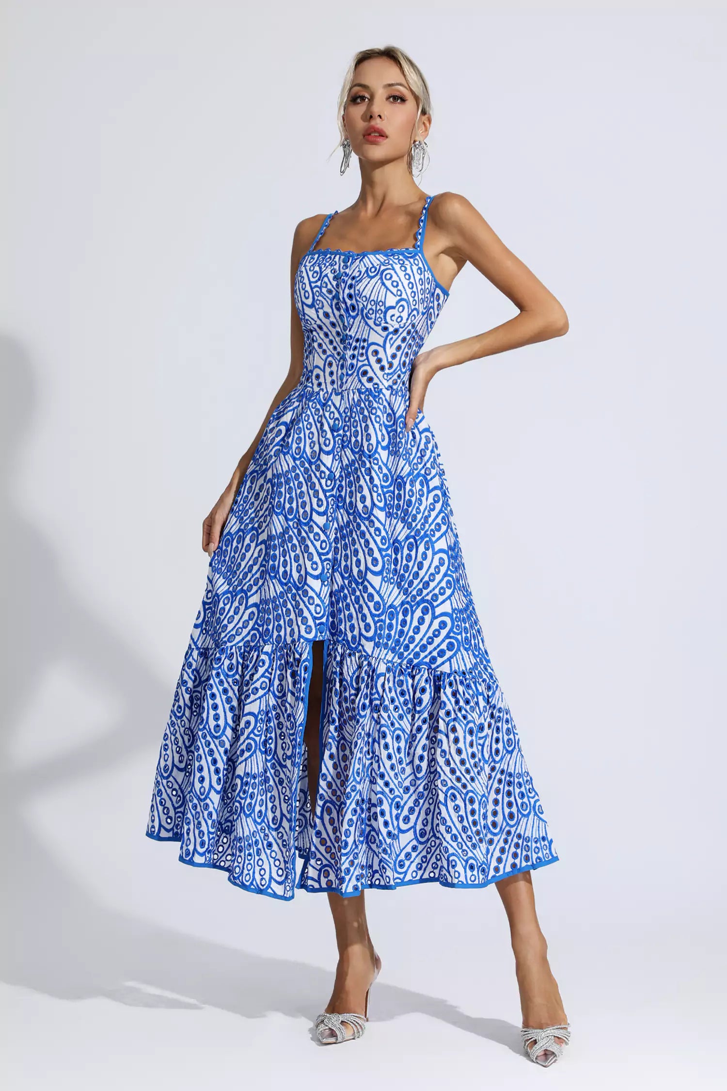 Michelle Blue Printed Maxi Dress