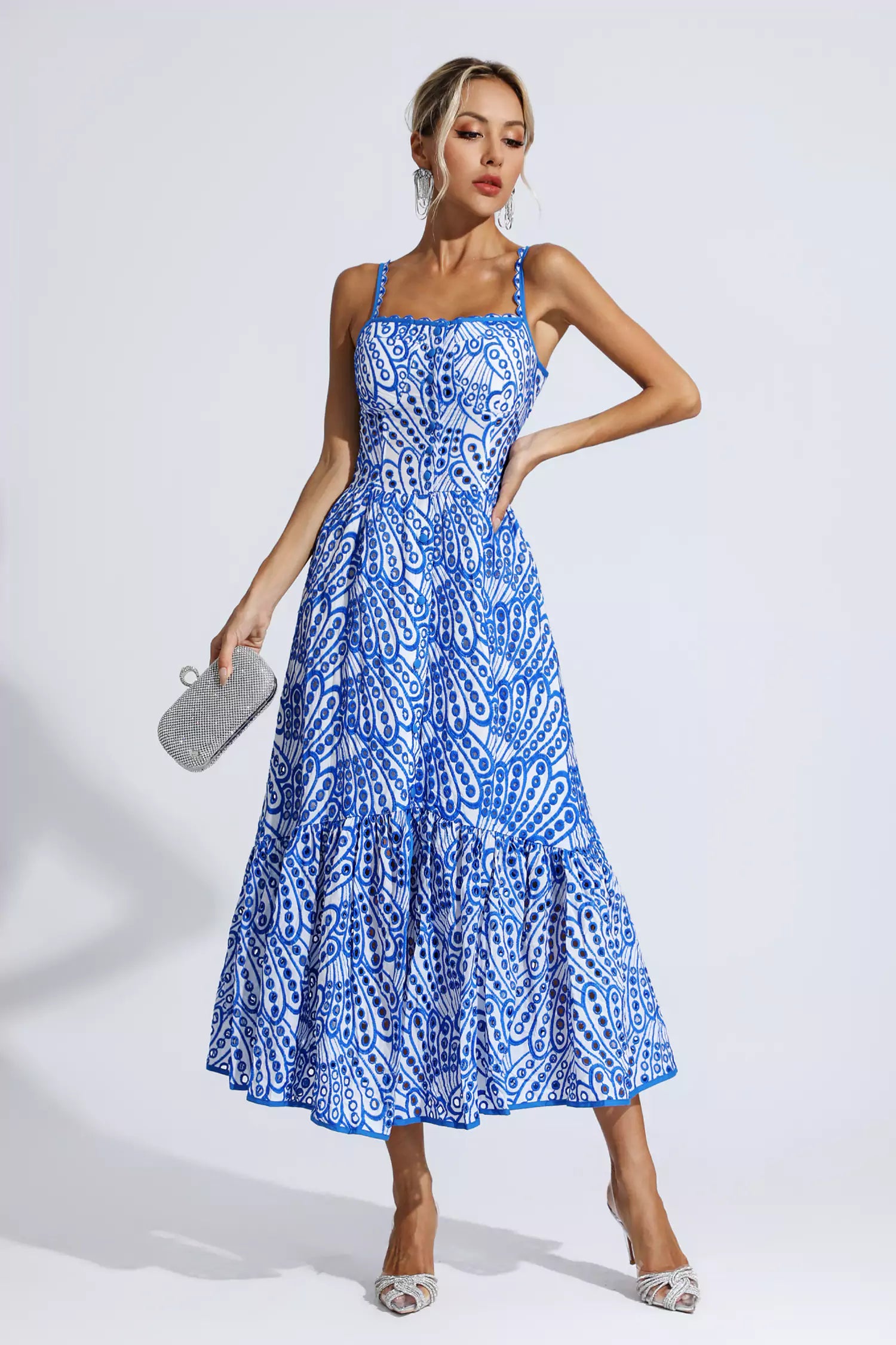 Michelle Blue Printed Maxi Dress-CATCHALL