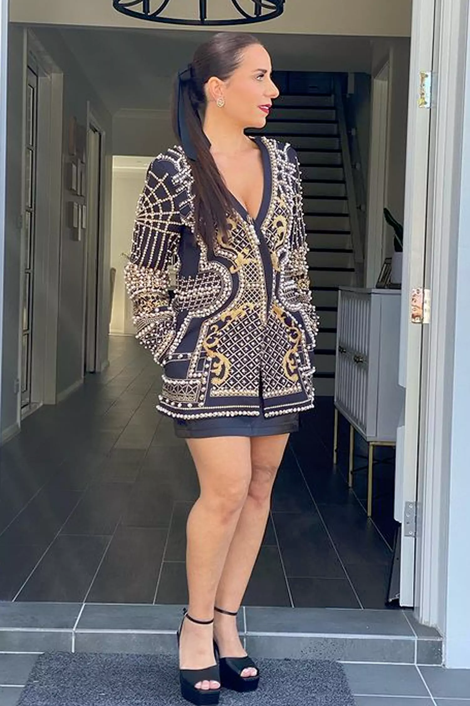 Milani Pearl Blazer Dress - Gold