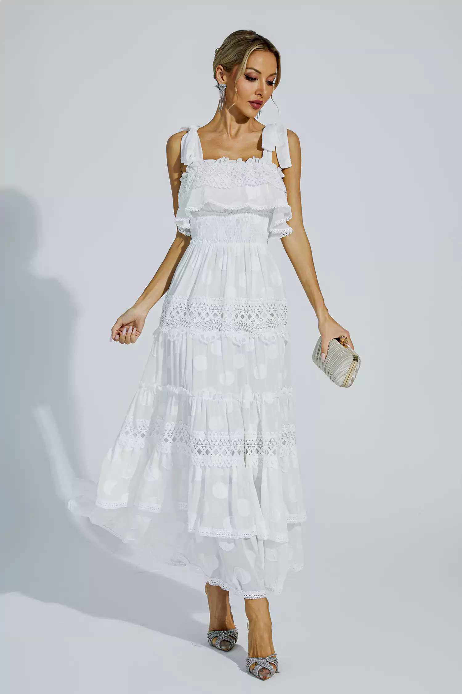 Milena White Cut Out Ruched Dress