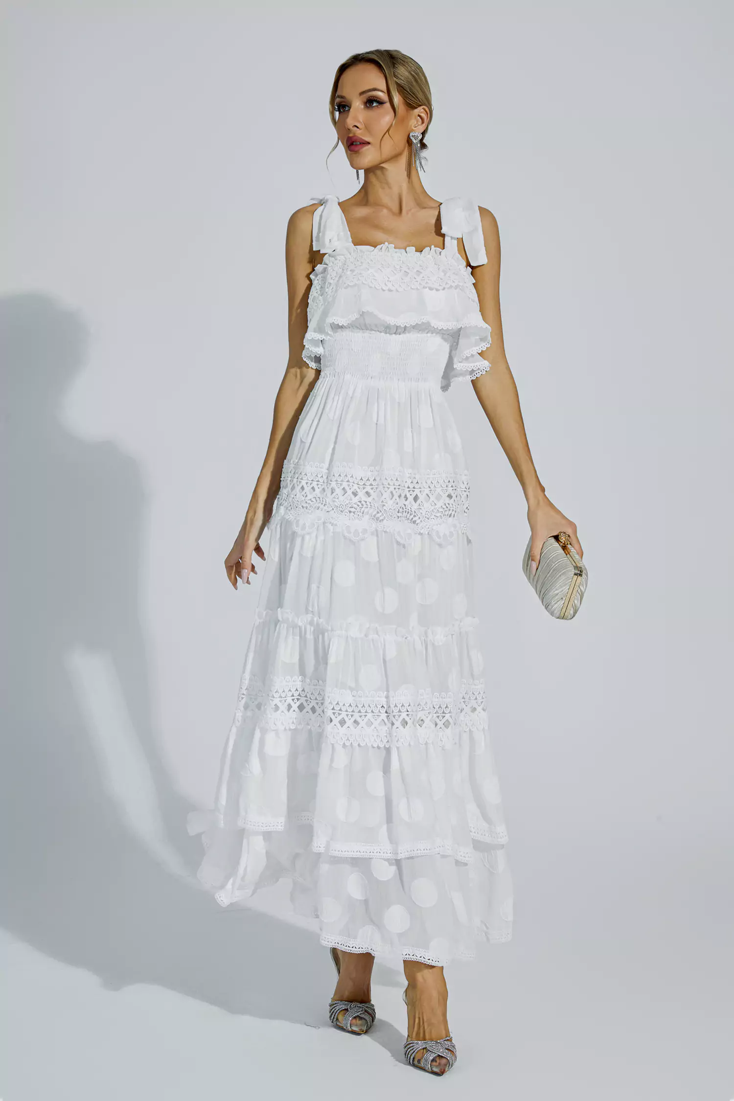 Milena White Cut Out Ruched Dress-CATCHALL