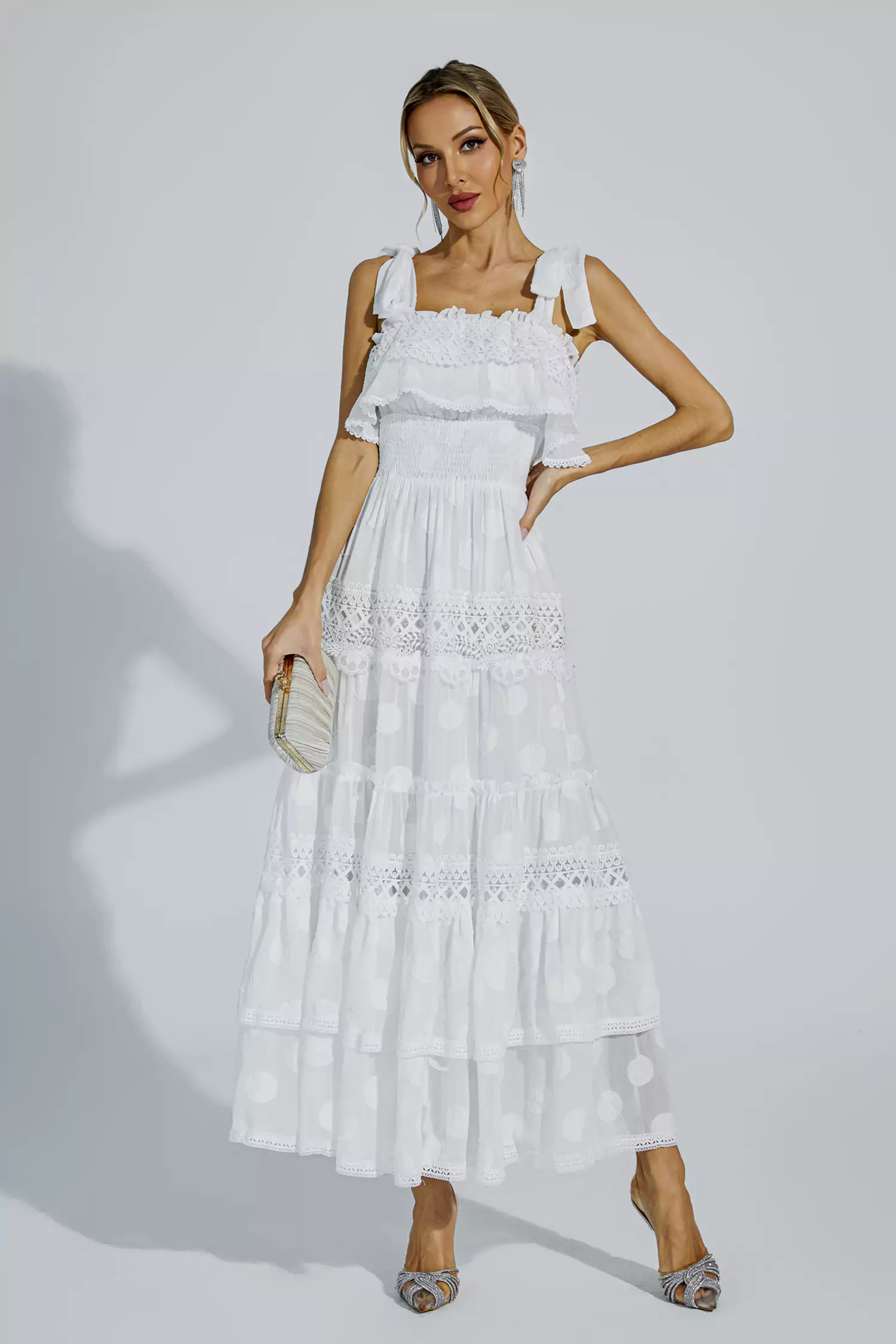 Milena White Cut Out Ruched Dress-CATCHALL