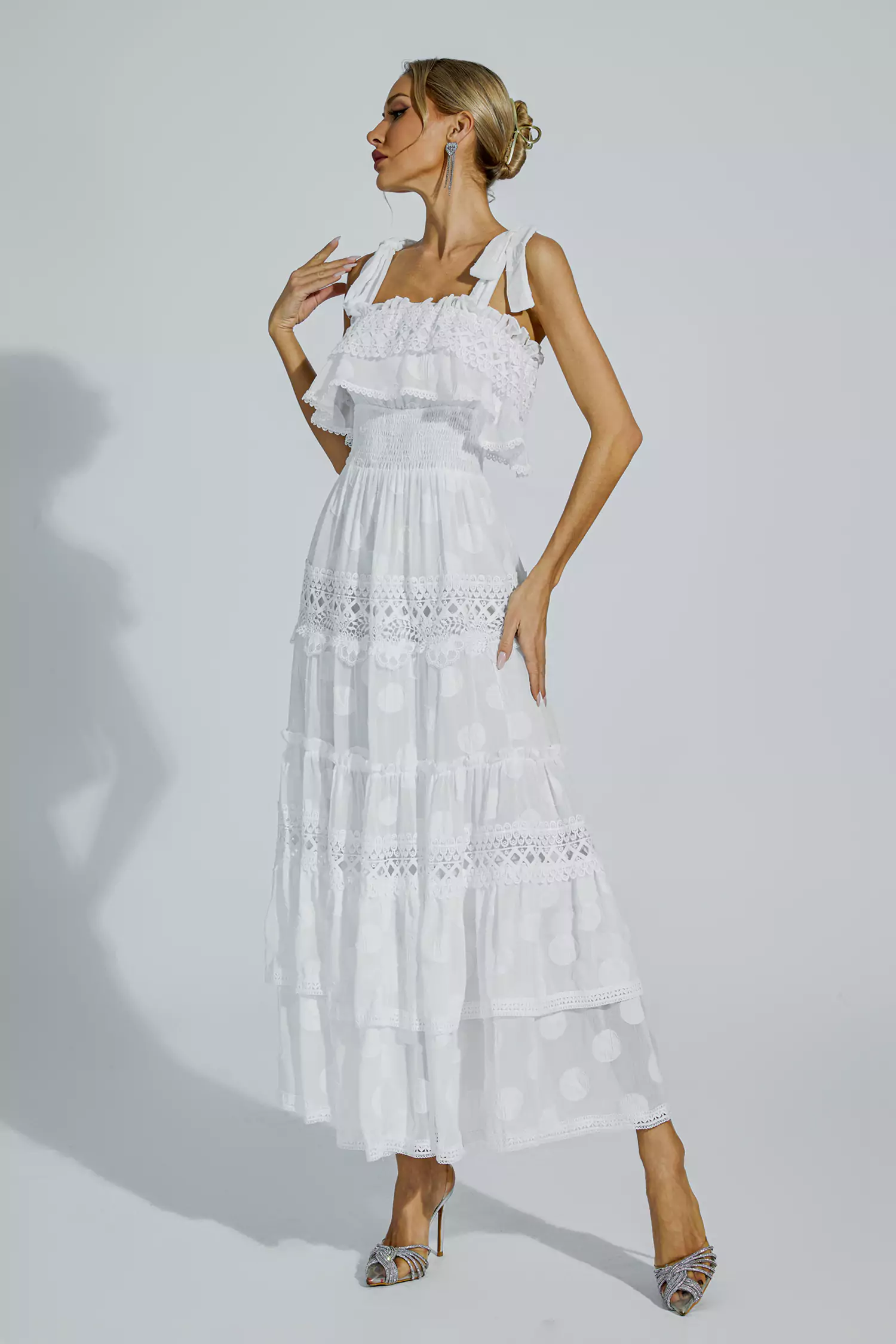Milena White Cut Out Ruched Dress-CATCHALL