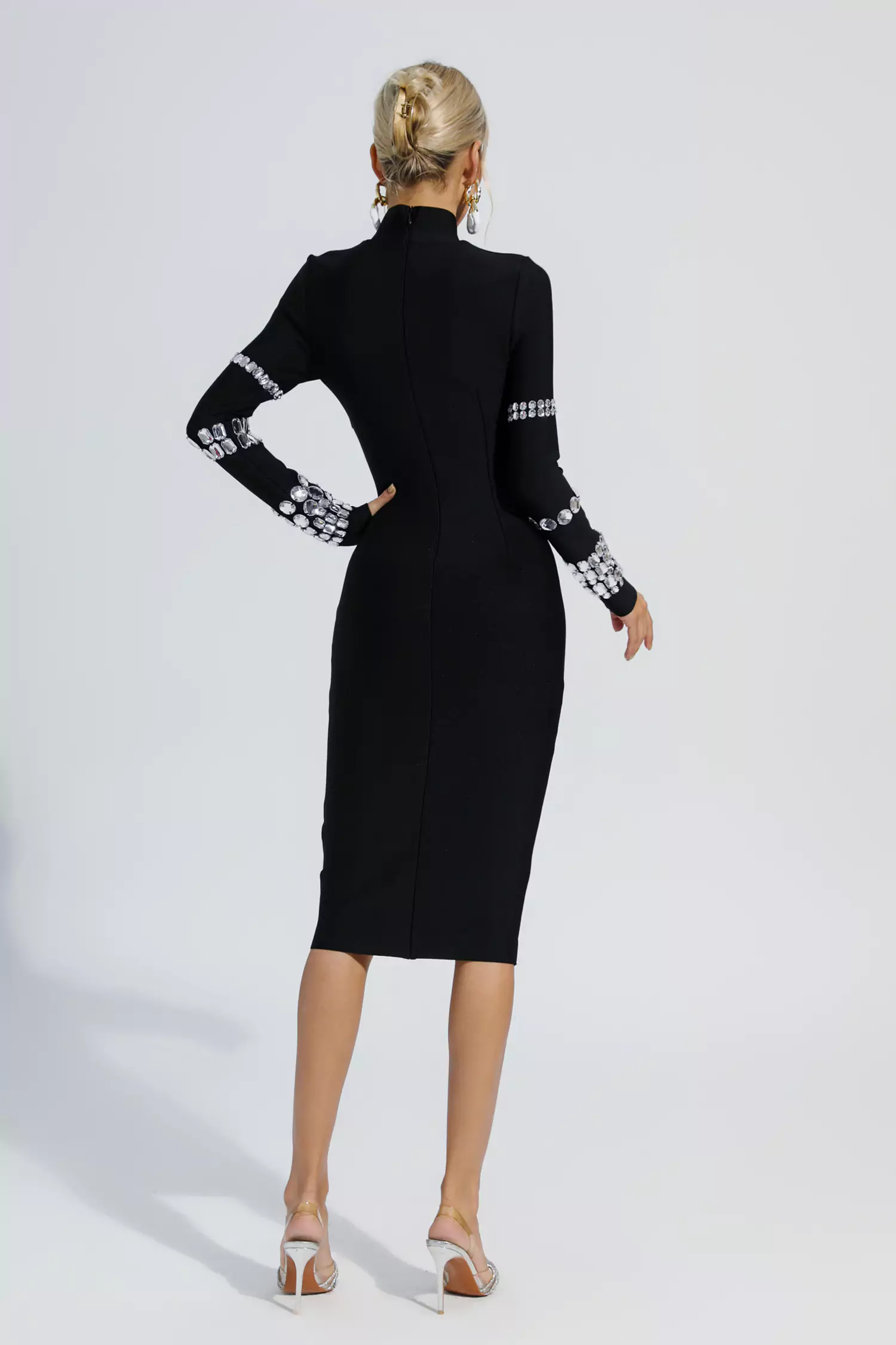 Miranda Black Diamond Bandage Dress-CATCHALL