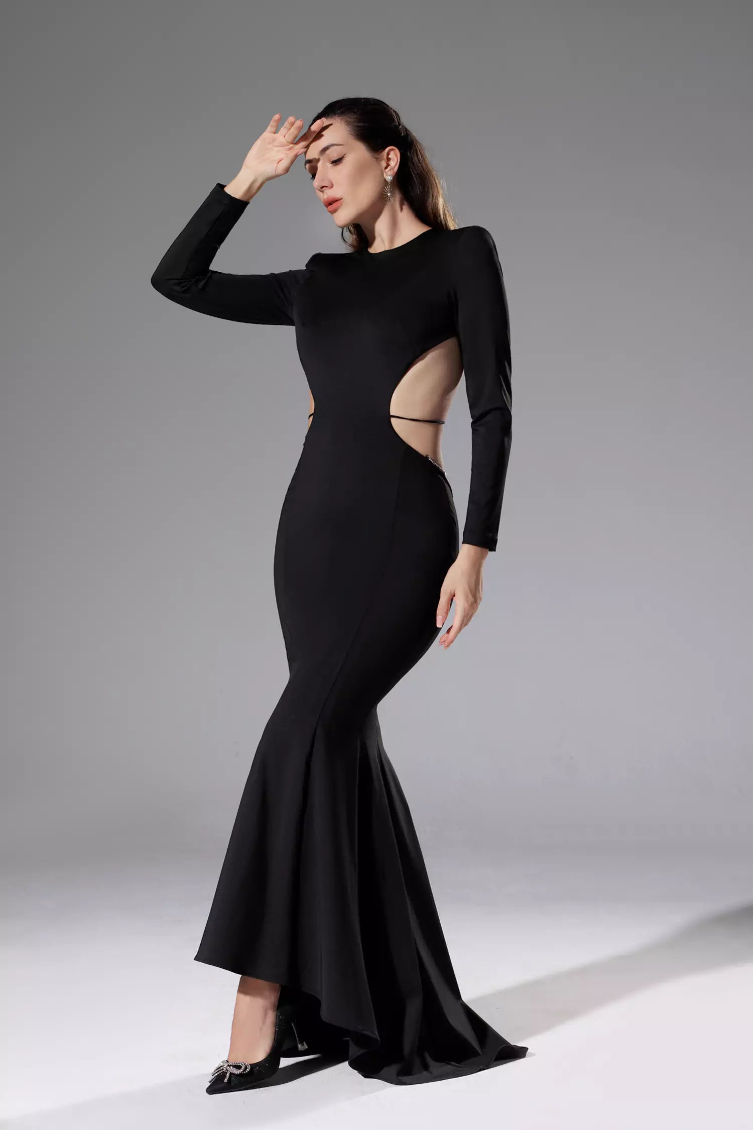 Miriam Black Backless Diamante Dress-CATCHALL