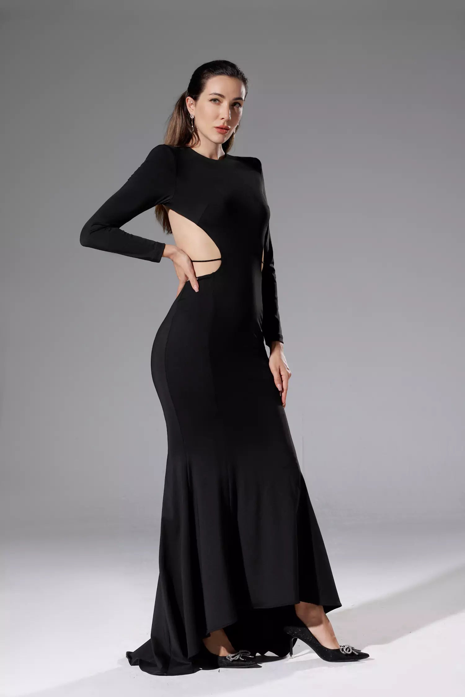 Miriam Black Backless Diamante Dress-CATCHALL