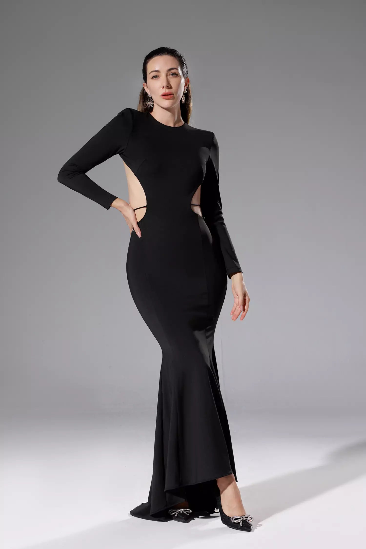 Miriam Black Backless Diamante Dress-CATCHALL