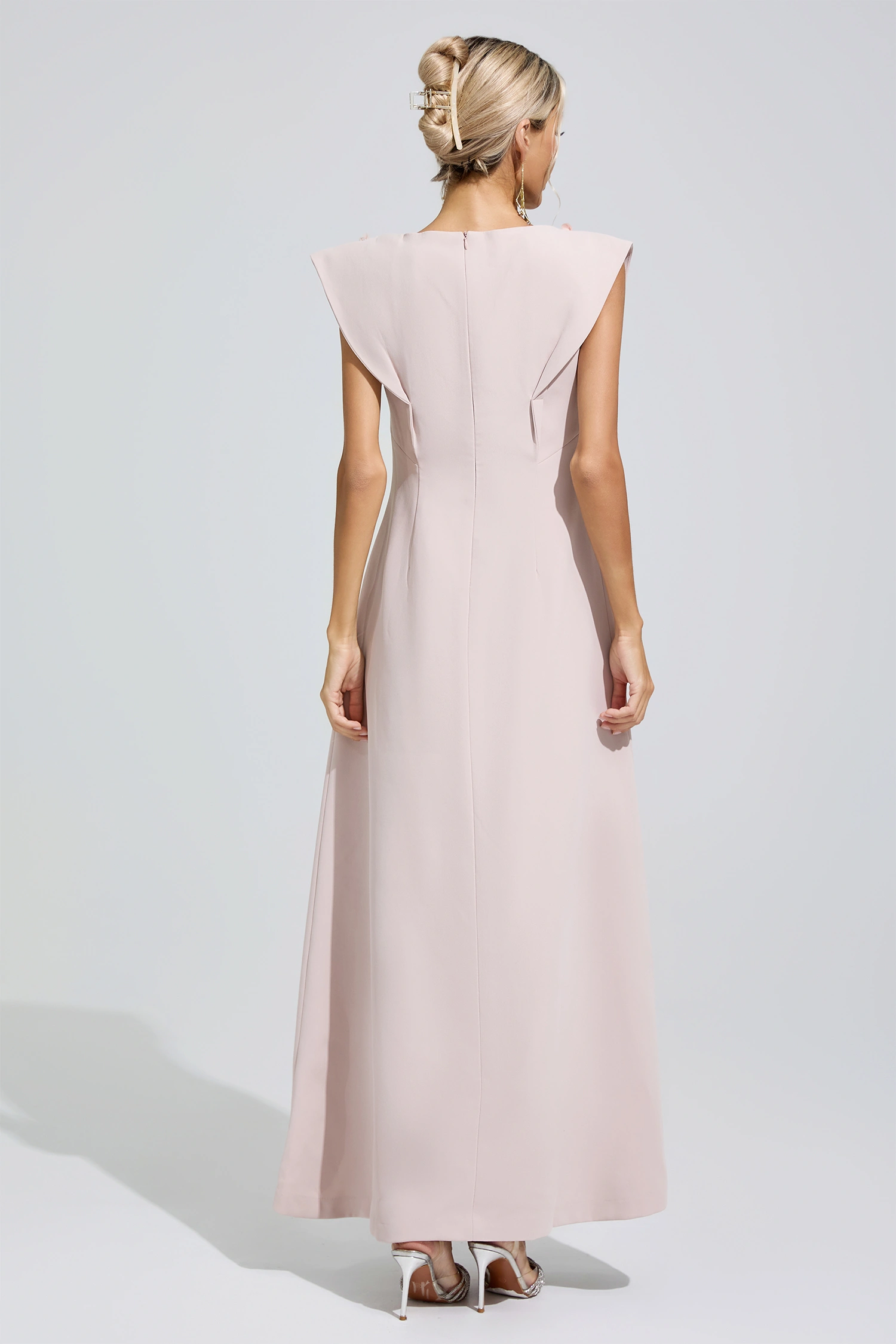 Mistral Pink Sleeveless Beaded Maxi Dress