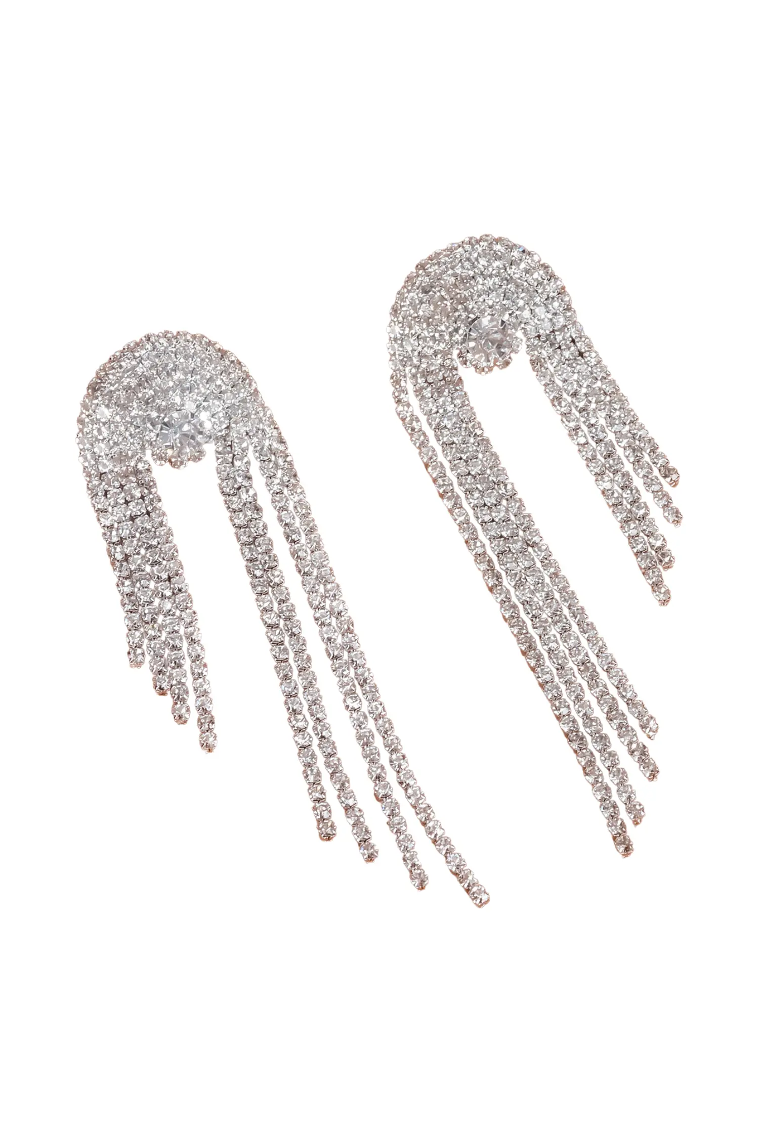 Montague Silver Diamond Tassels Earrings-CATCHALL