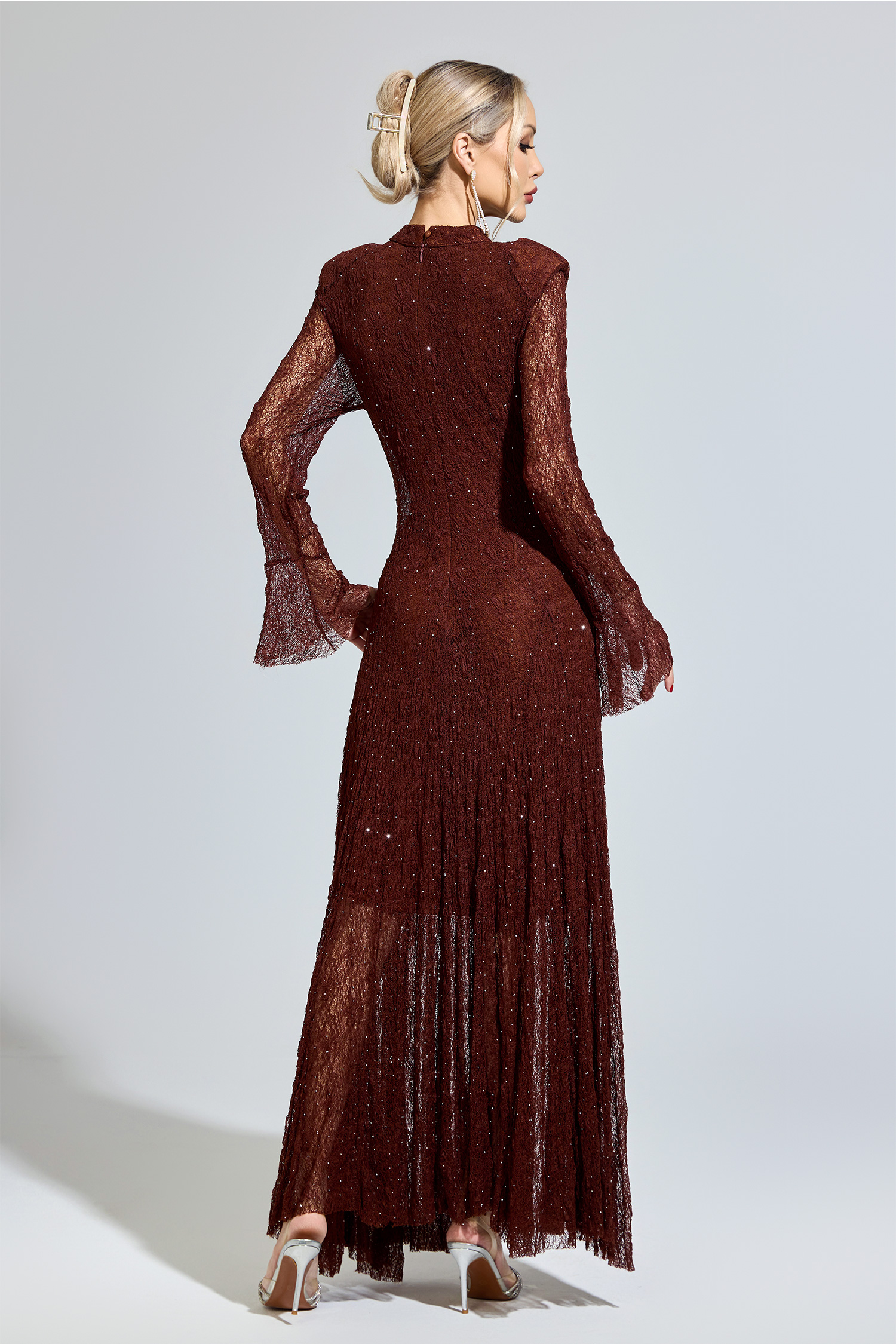 Morrison Brown Lace Long Sleeve Dress