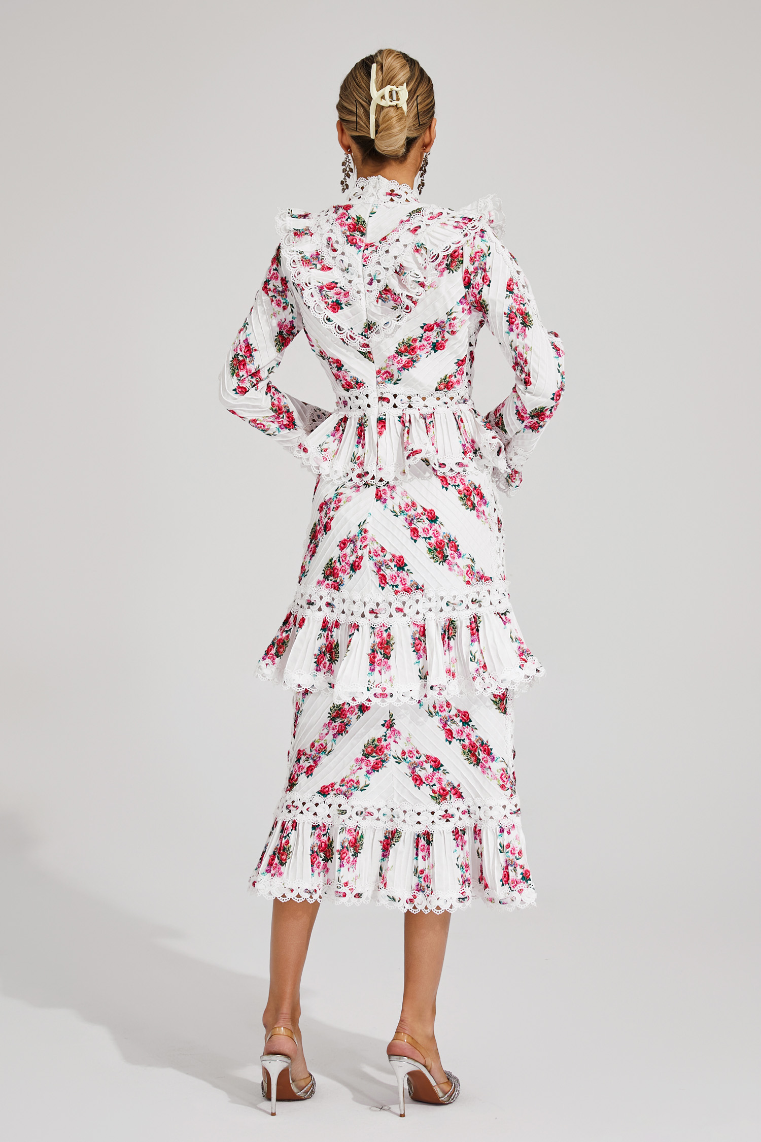 Morse Pink Floral Midi Dress