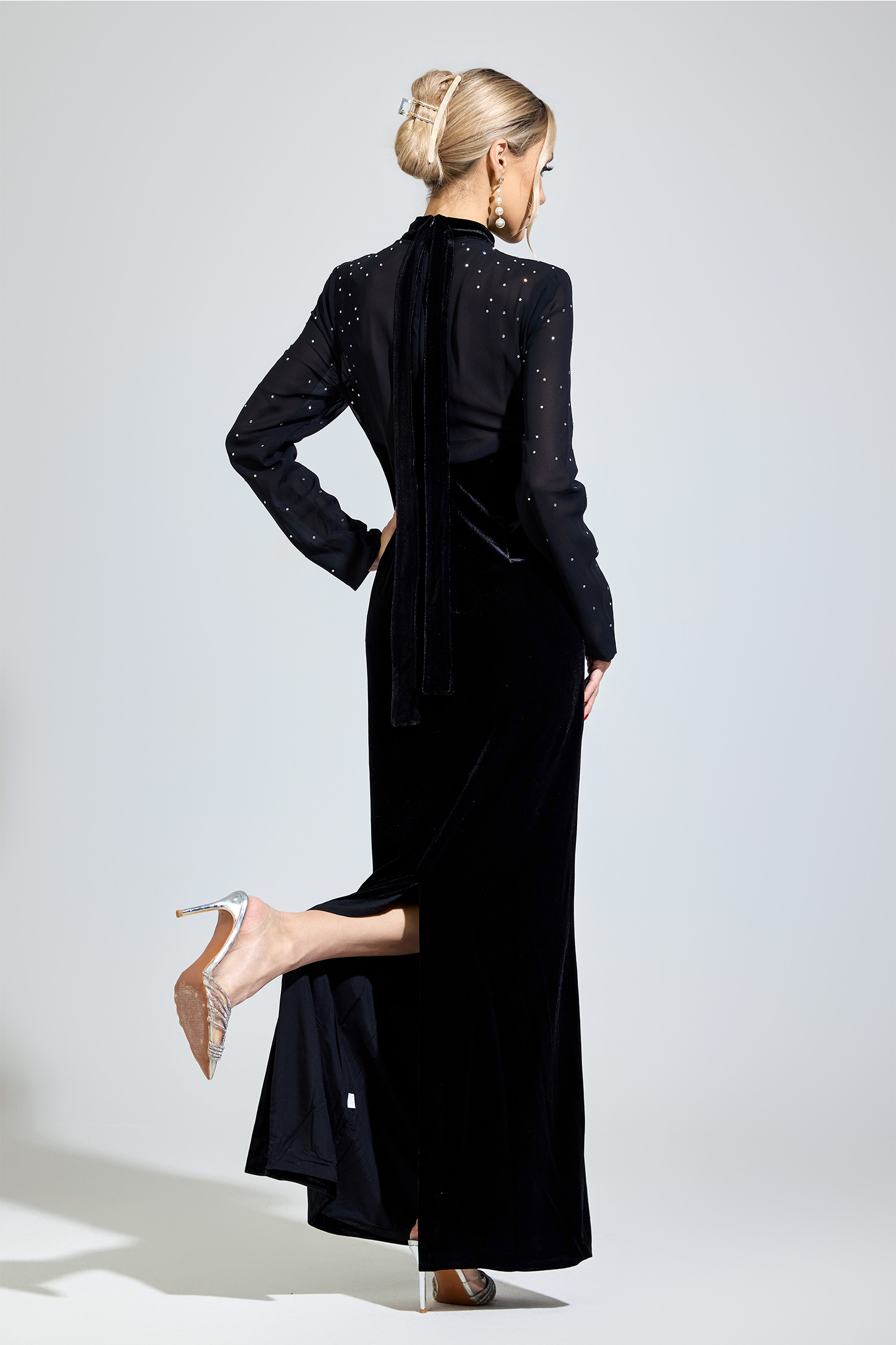 Munro Black Velvet Maxi Dress