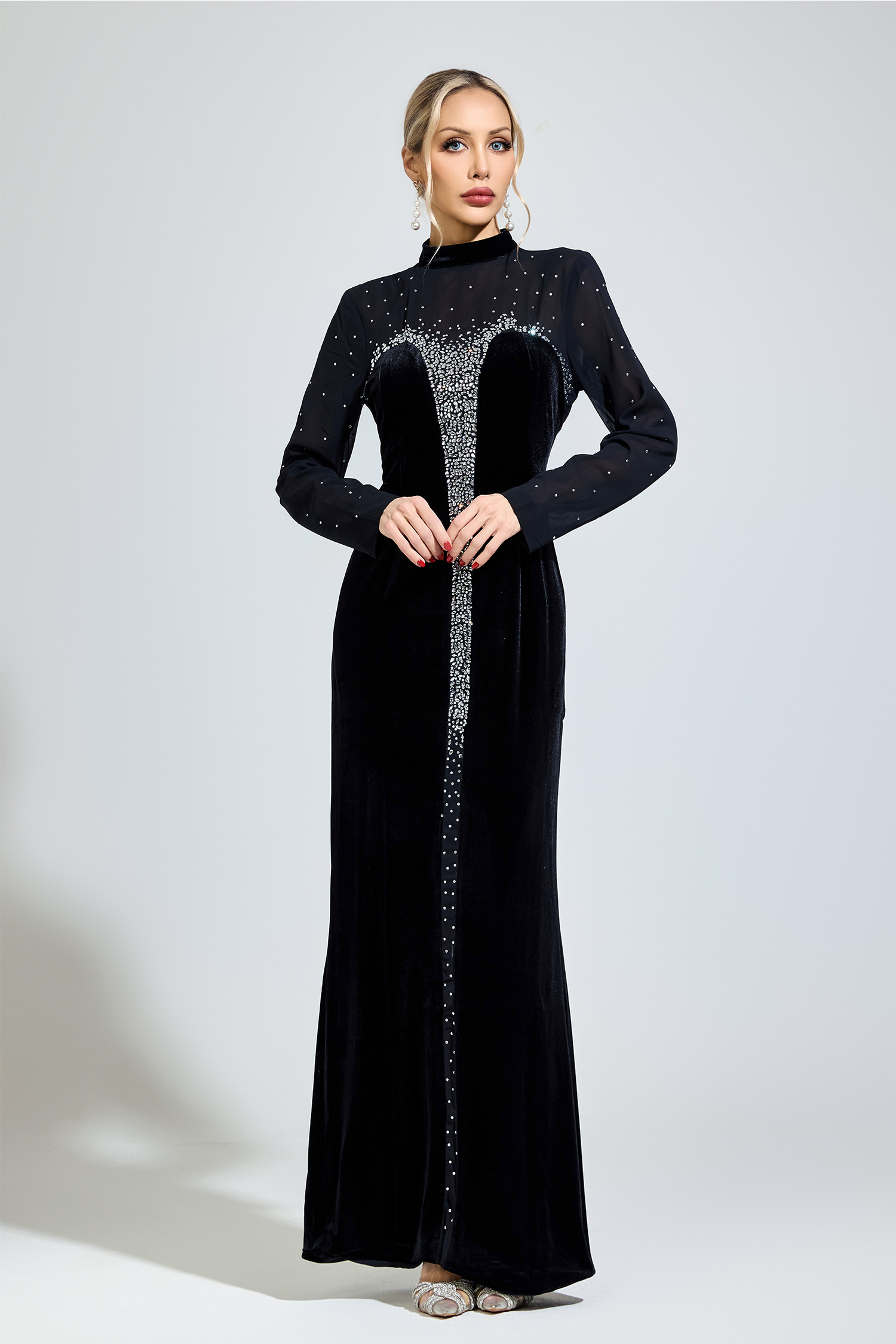 Munro Black Velvet Maxi Dress