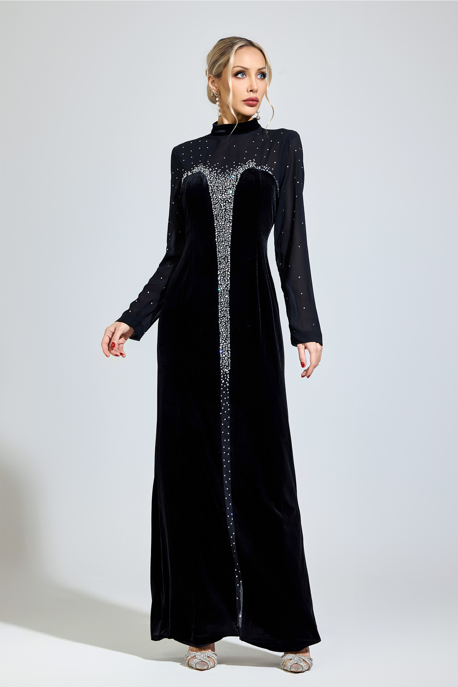 Munro Black Velvet Maxi Dress