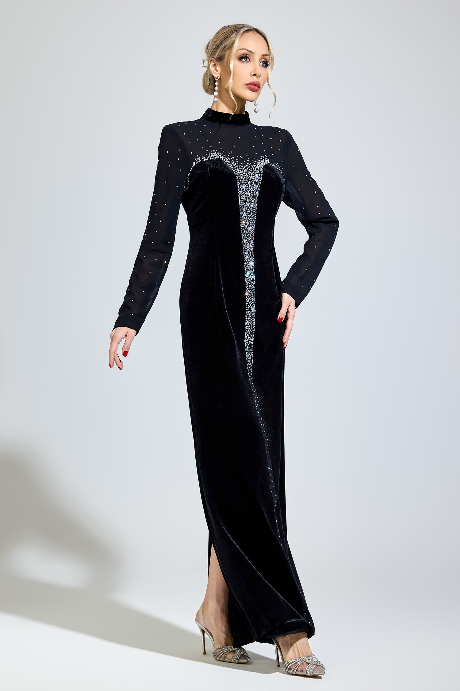 Munro Black Velvet Maxi Dress