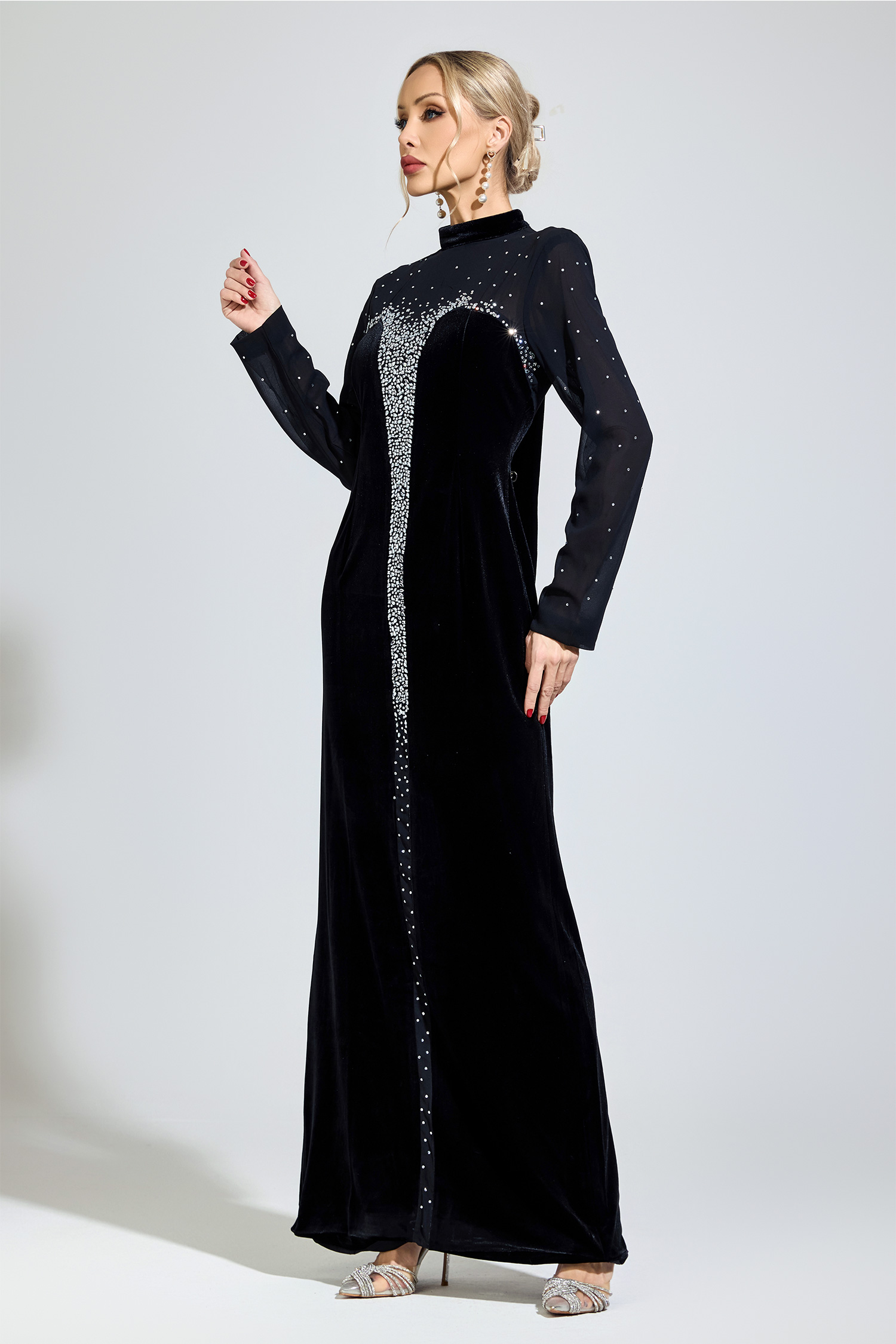 Munro Black Velvet Maxi Dress