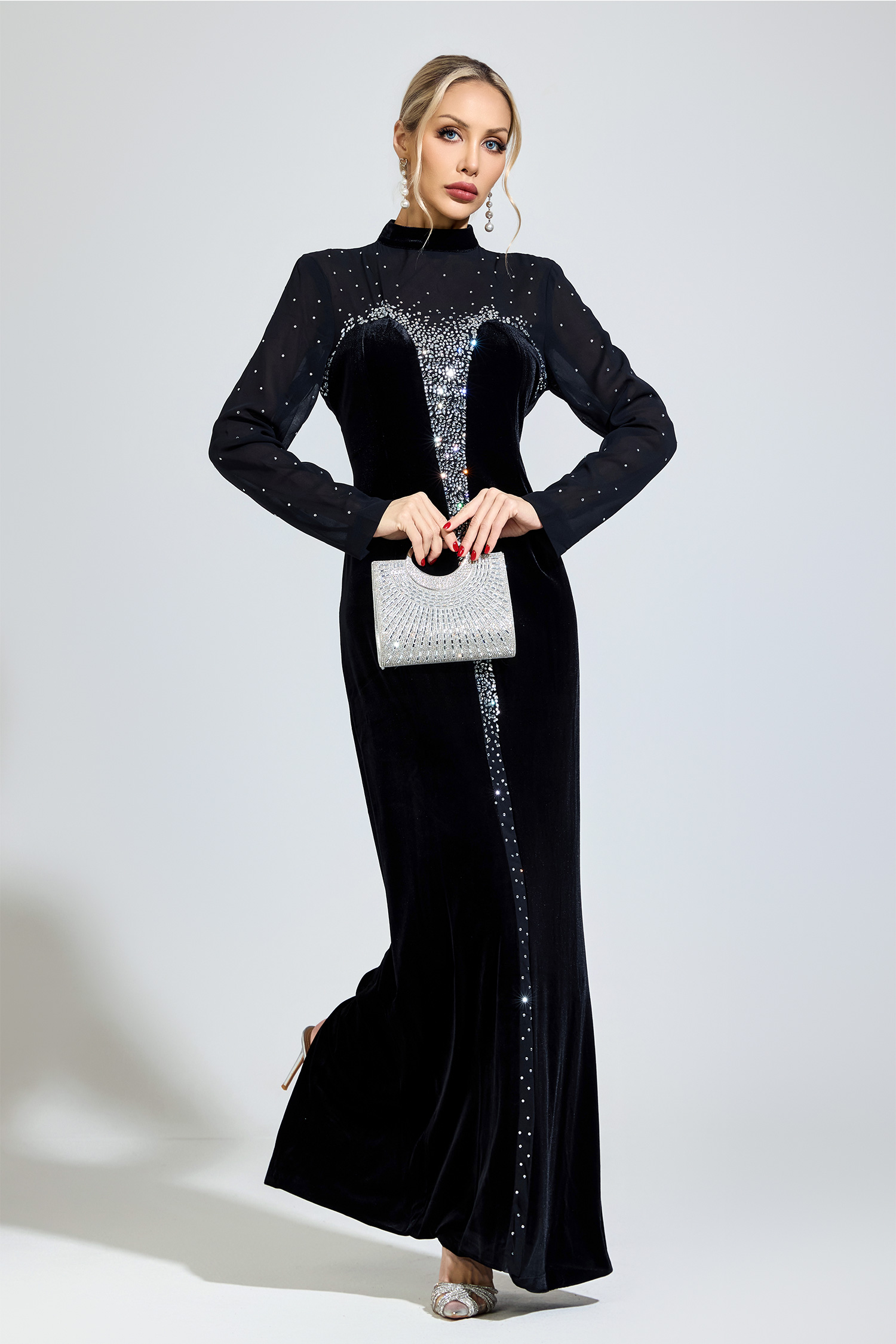 Munro Black Velvet Maxi Dress